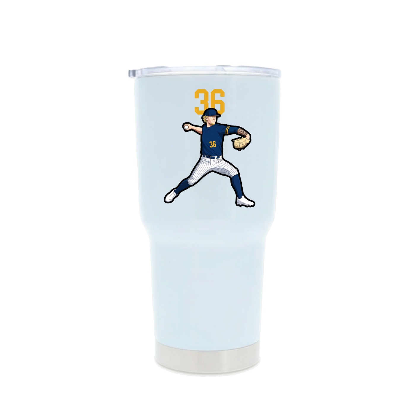 30oz Stainless Steel Tumbler — Number Top in White