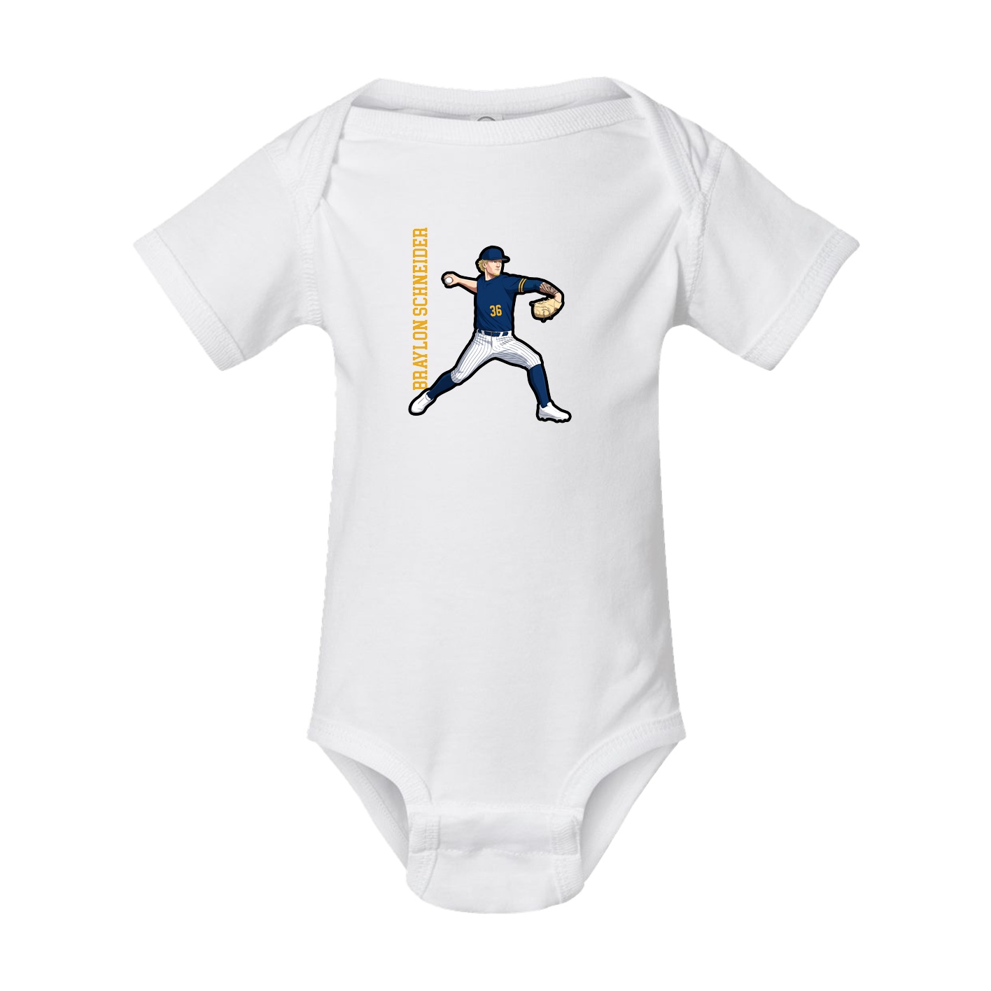 Baby Onesie — Name Vertical in White