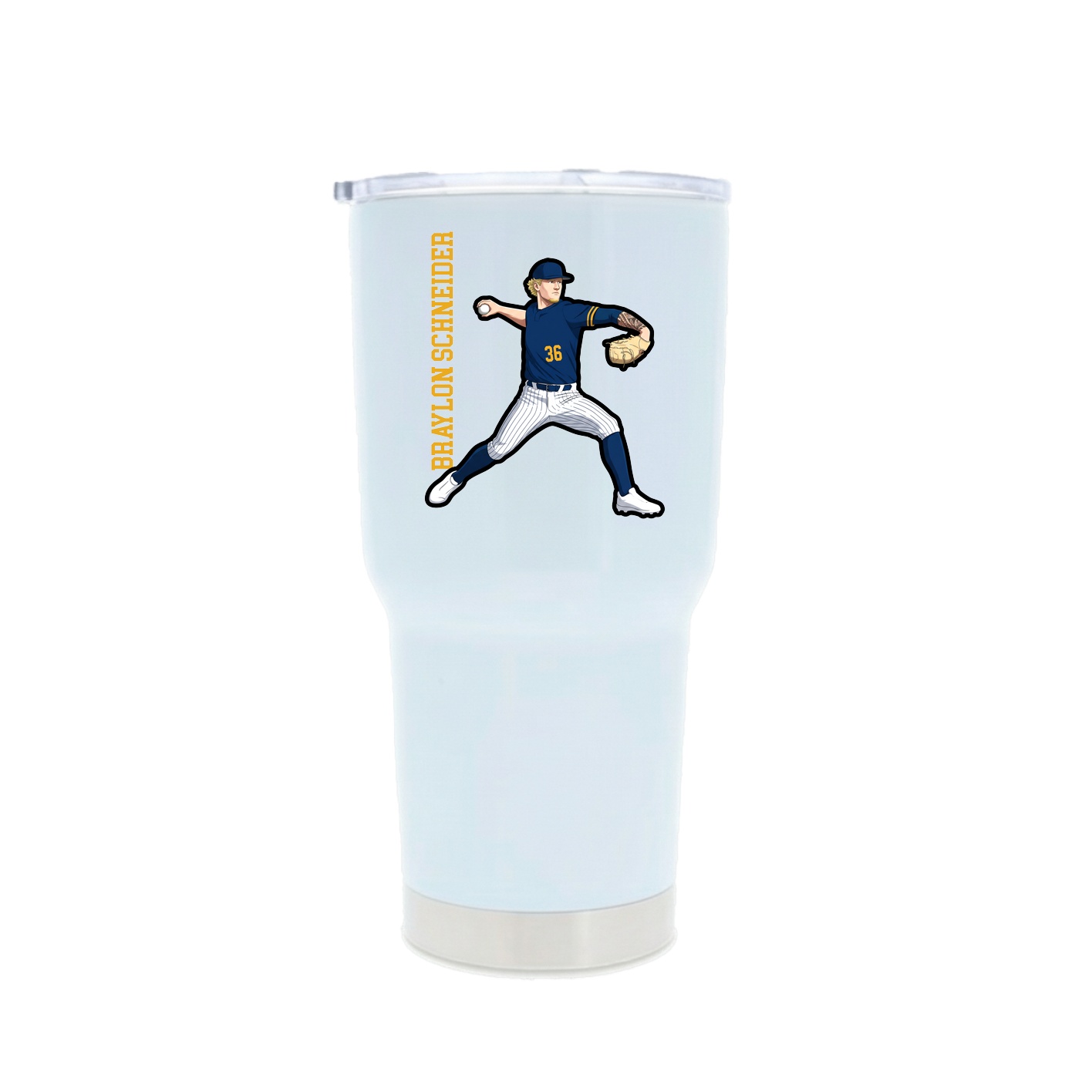 30oz Stainless Steel Tumbler — Name Vertical in White