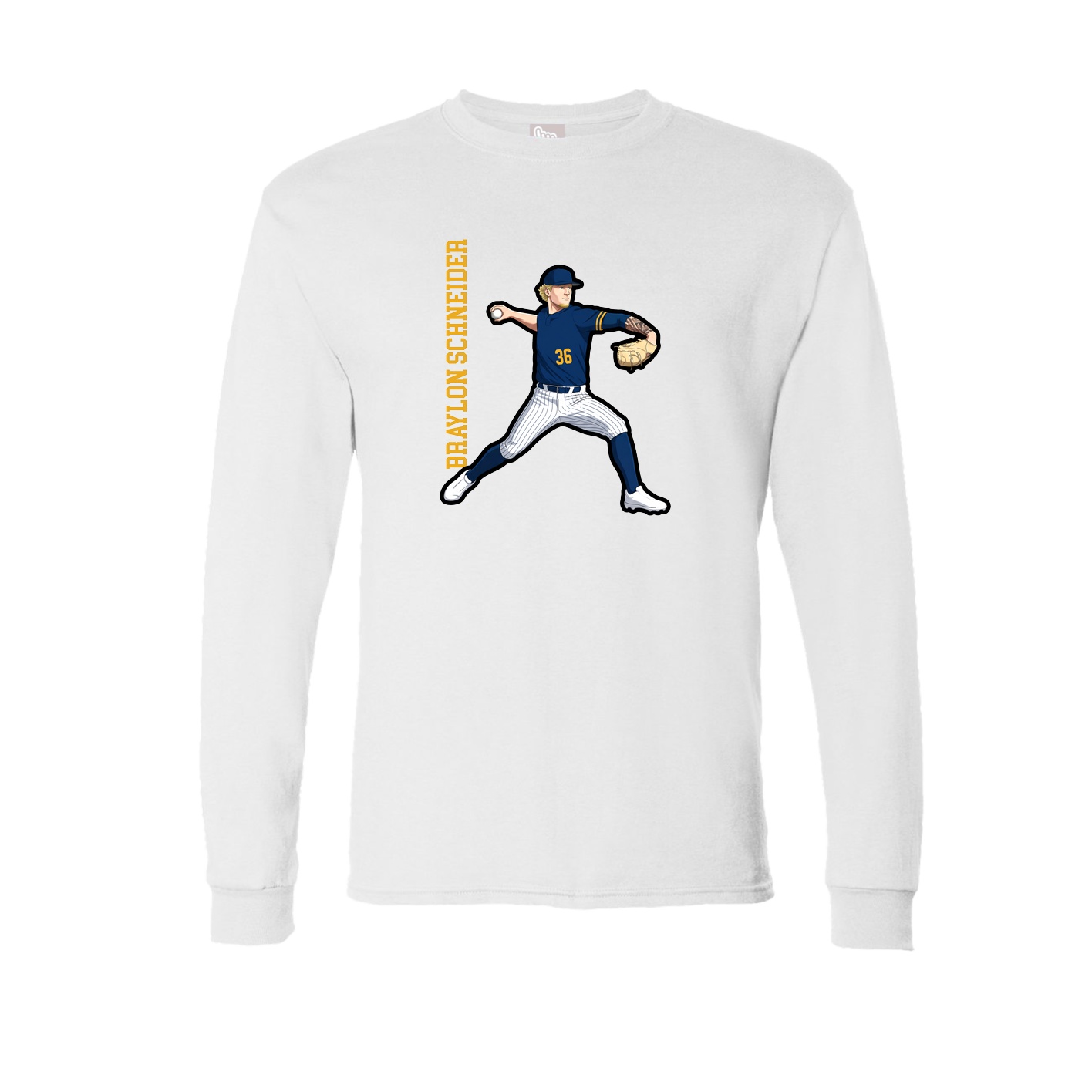 Long Sleeve Tee — Name Vertical in White