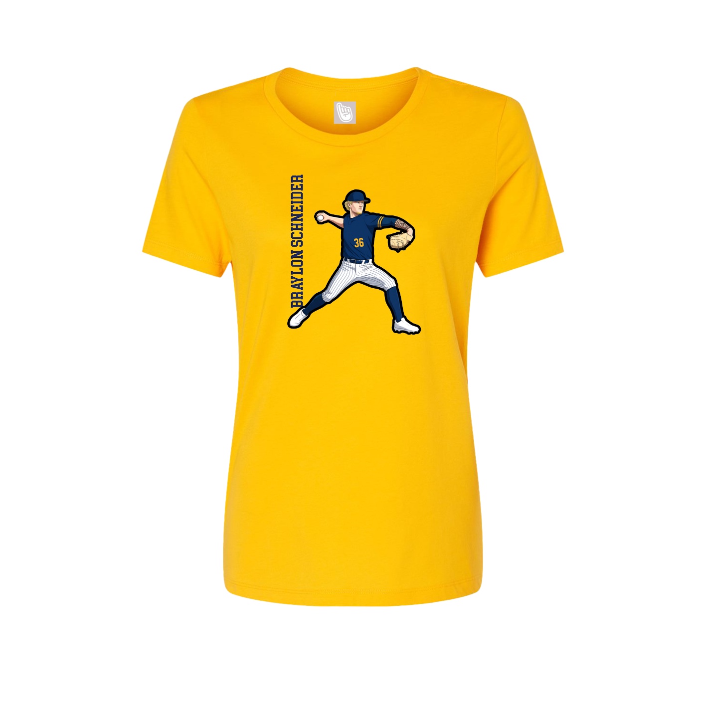 Womens Tee — Name Vertical in Gold