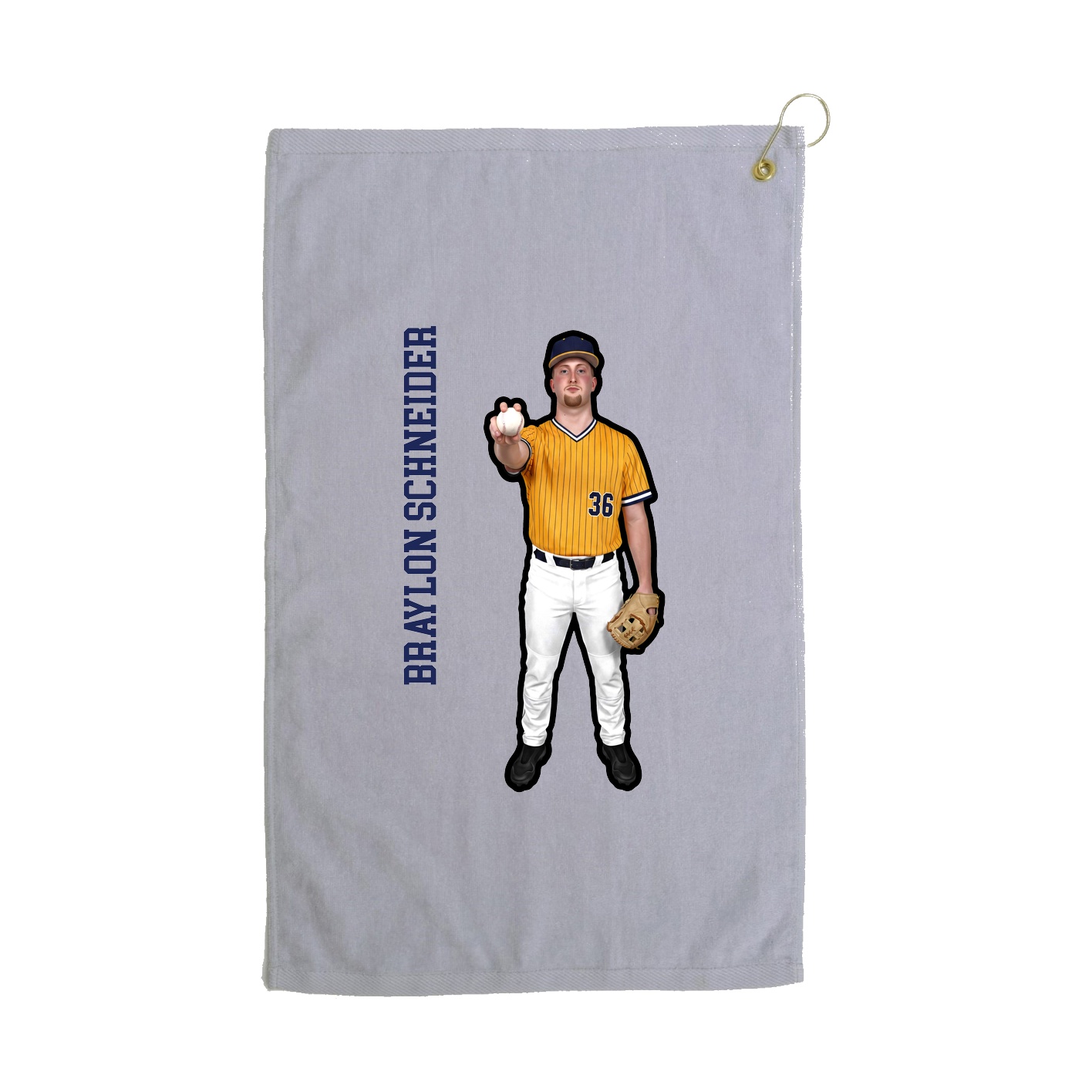 Golf Towel — Name Vertical in Grey