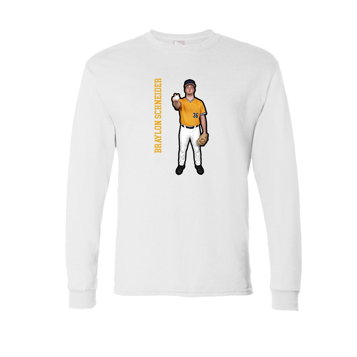 Long Sleeve Tee — Name Vertical in White
