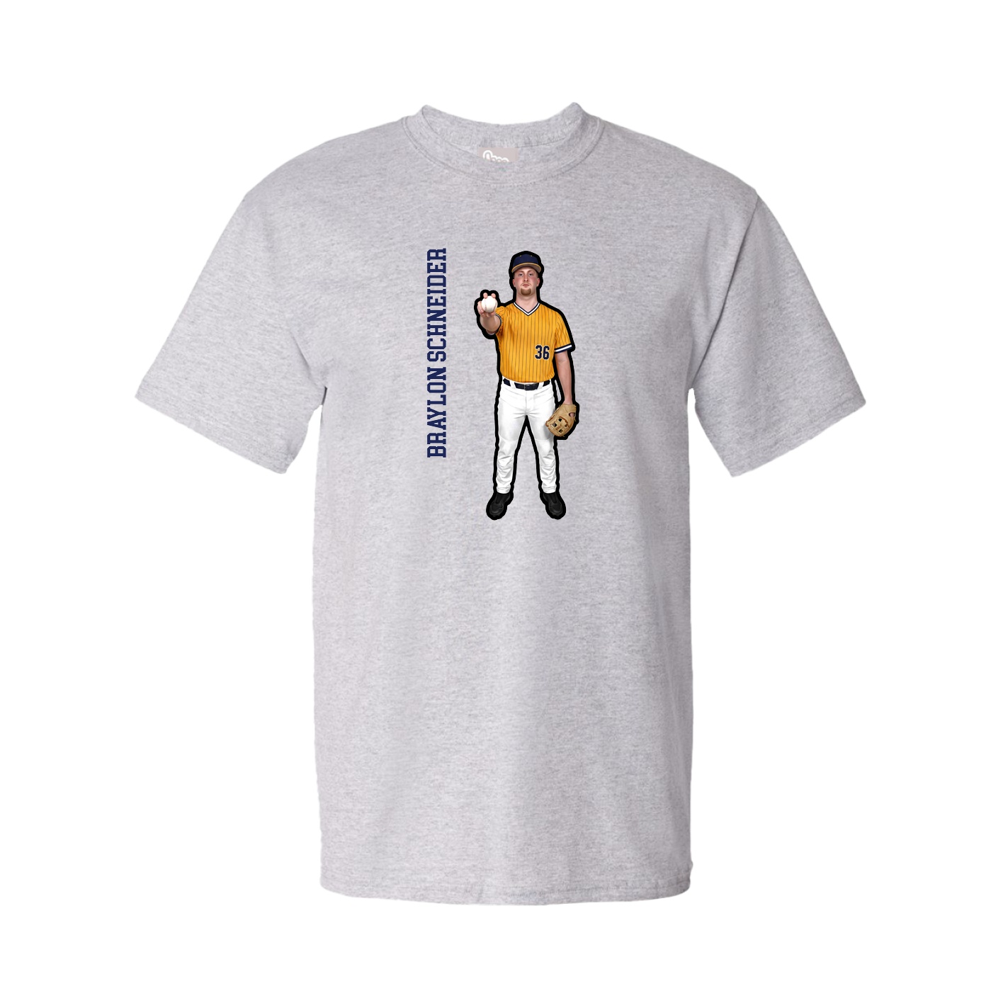 Youth Tee — Name Vertical in Grey