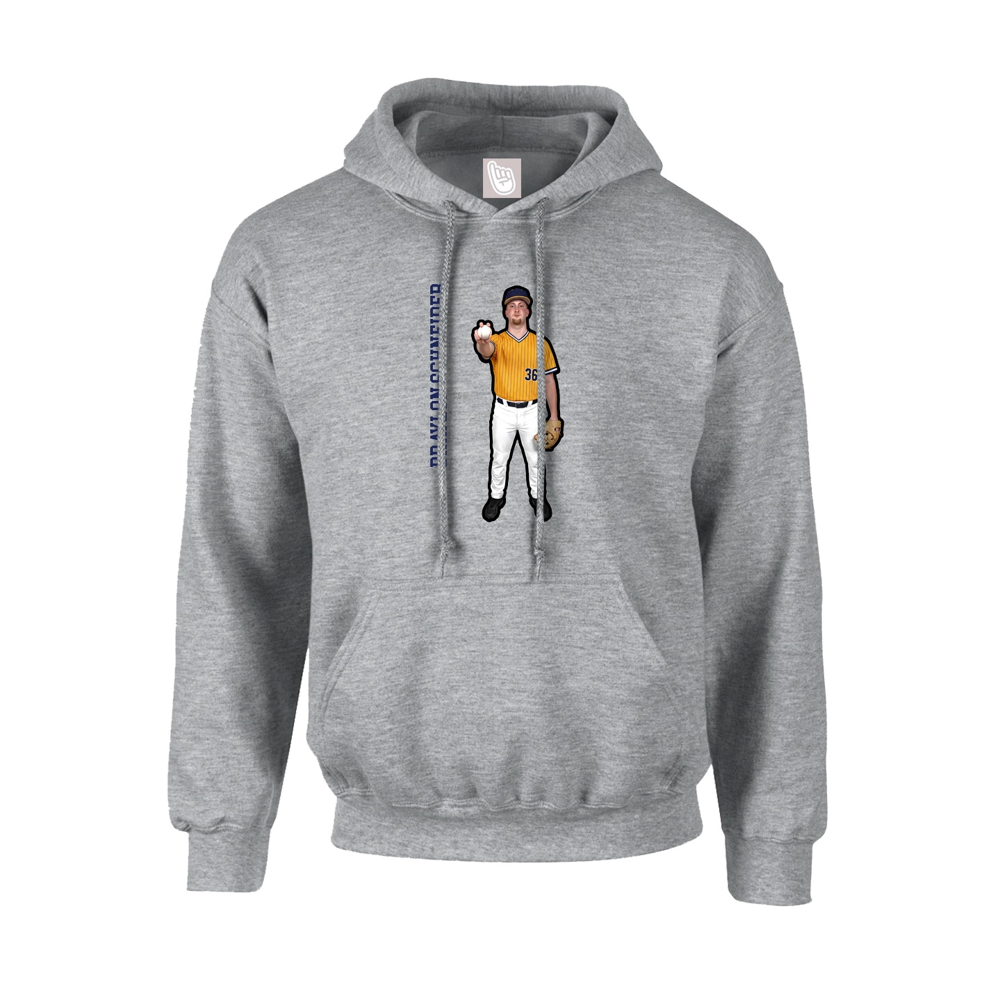 Youth Hoodie — Name Vertical in Grey