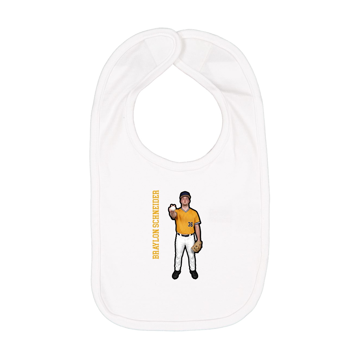 Infant Bib — Name Vertical in White