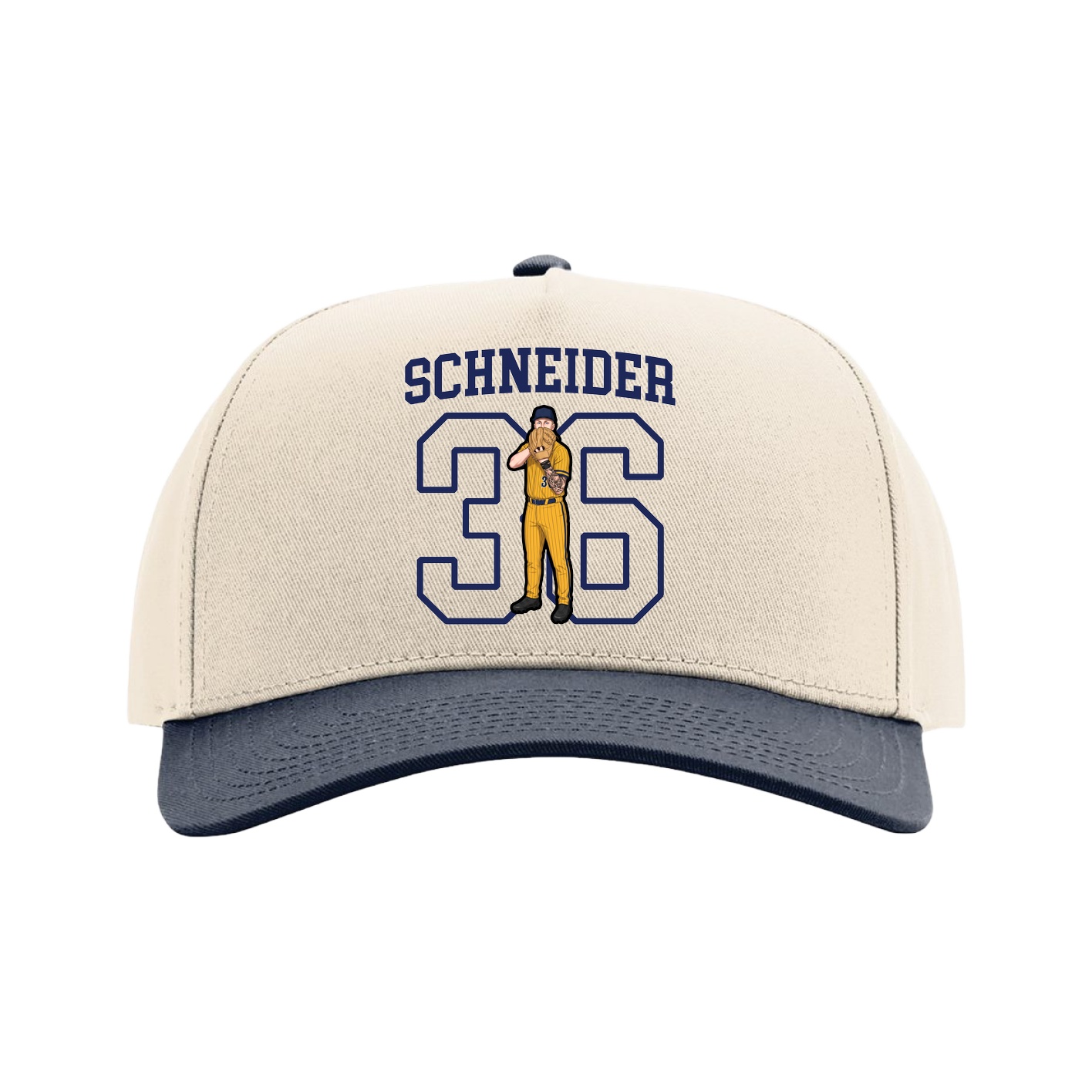 Full Fabric Five-Panel Champ Cap — Shirsey in Cream/Navy