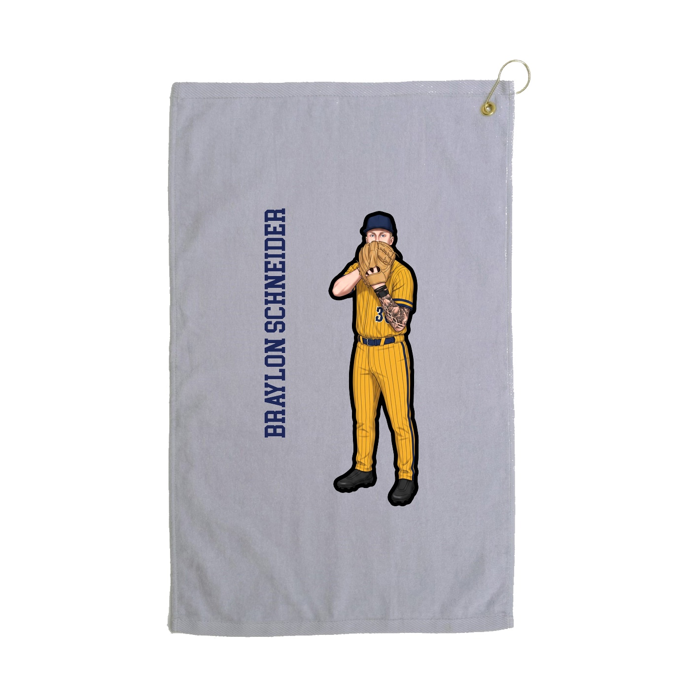 Golf Towel — Name Vertical in Grey