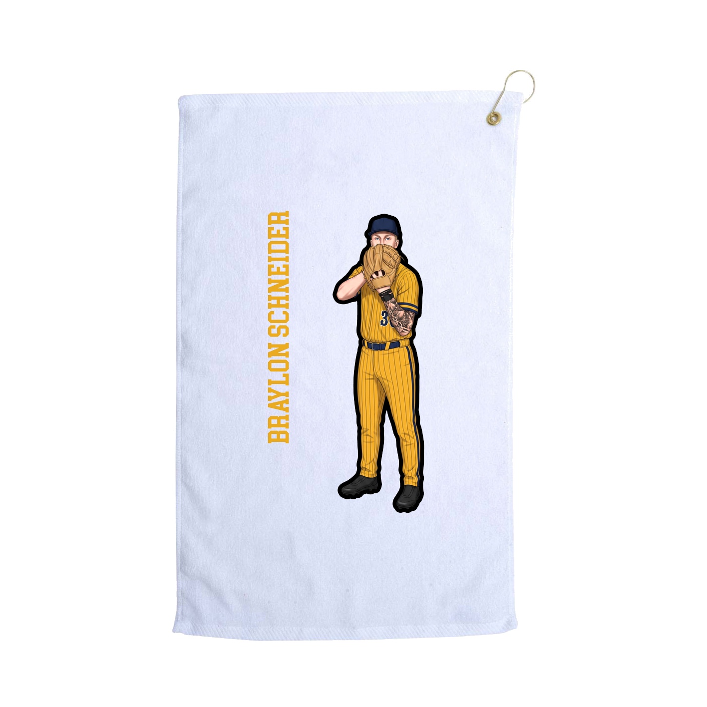 Golf Towel — Name Vertical in White