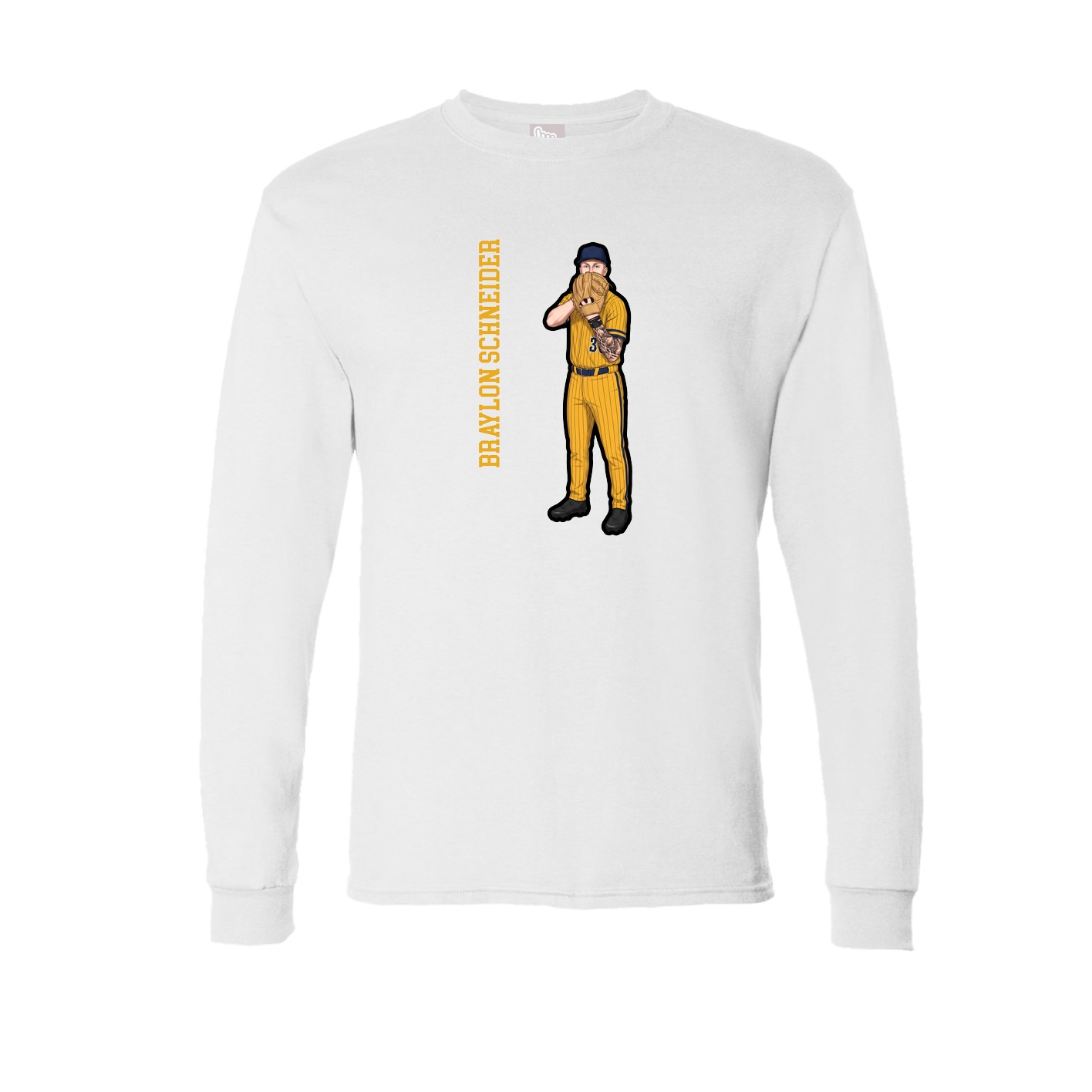Long Sleeve Tee — Name Vertical in White