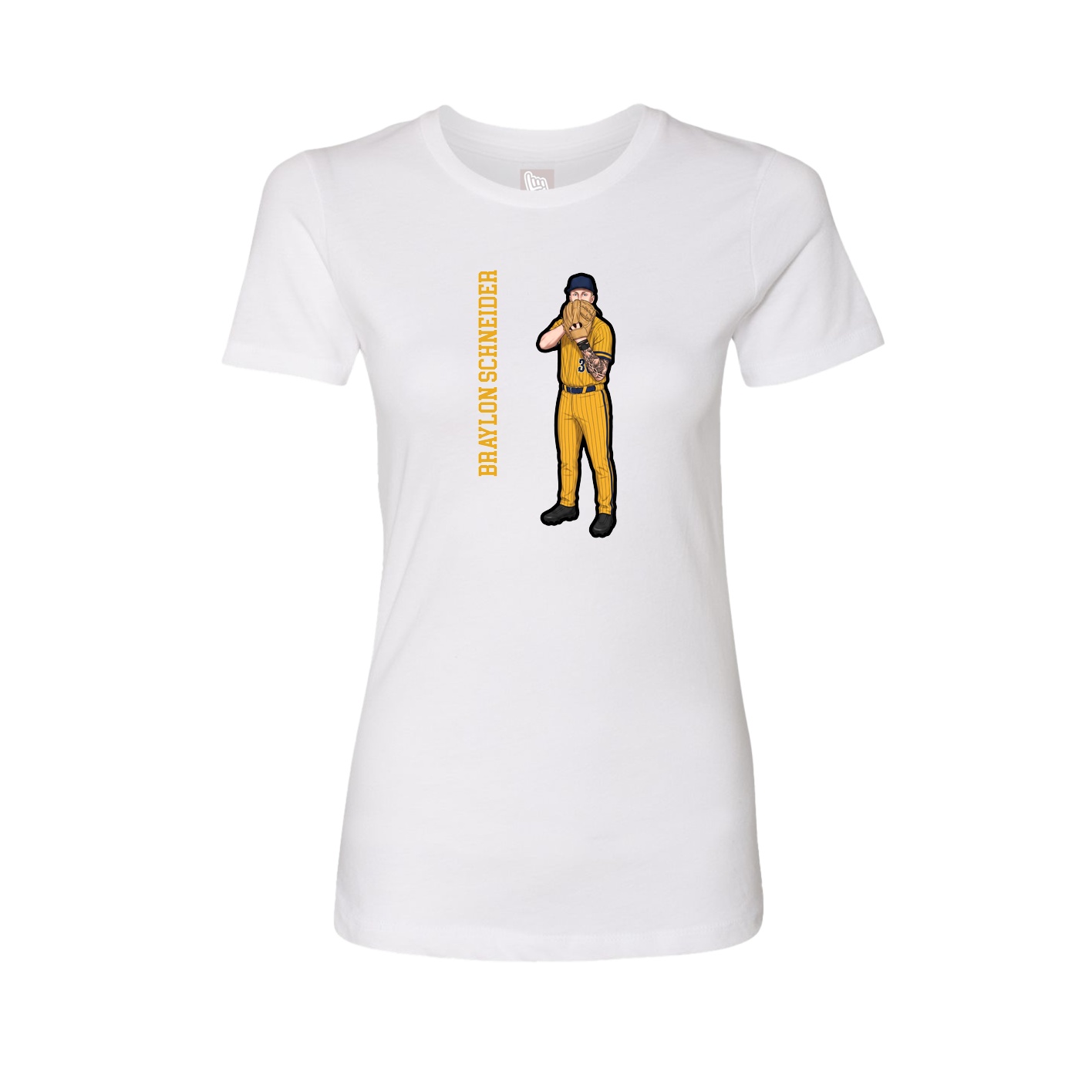 Womens Tee — Name Vertical in White