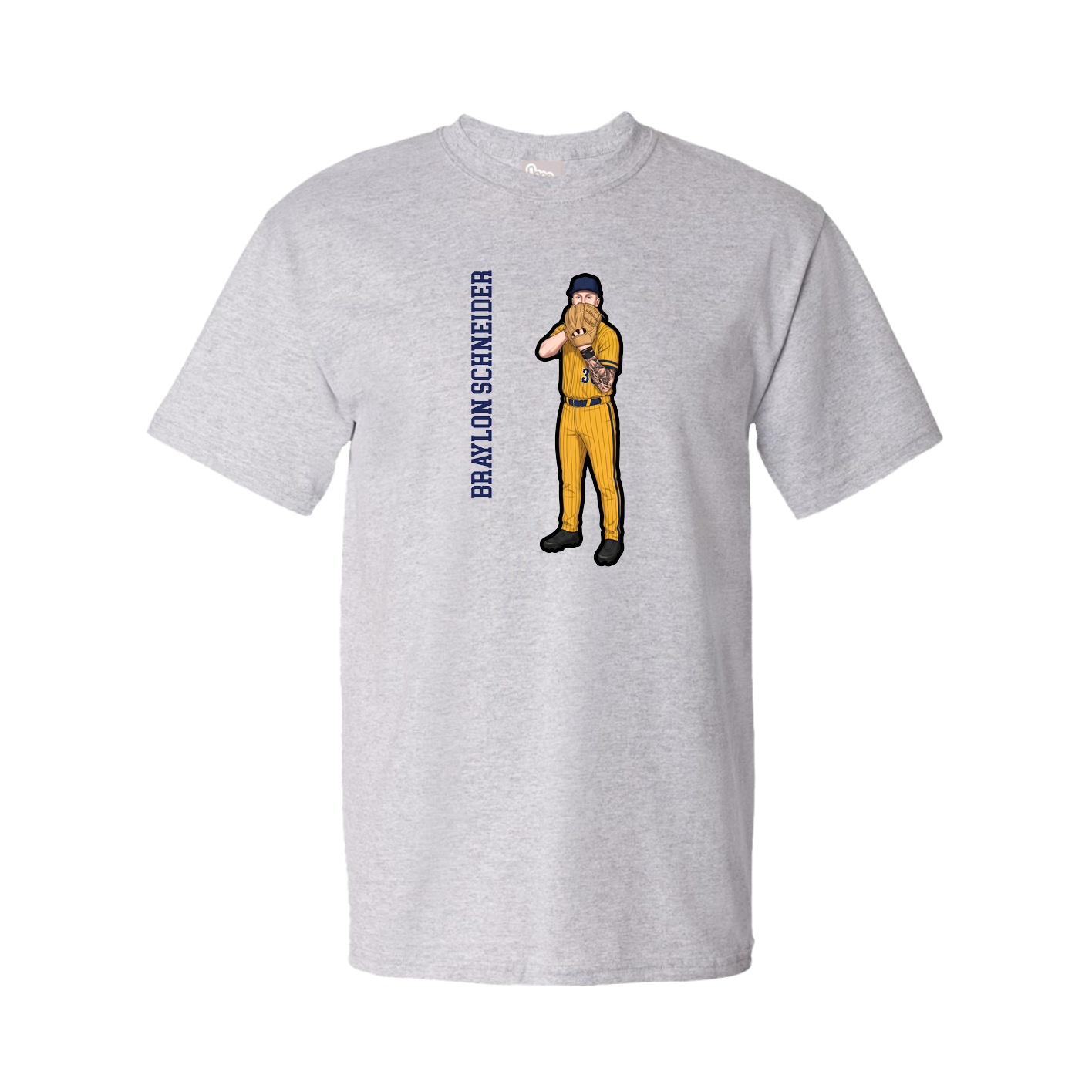 Youth Tee — Name Vertical in Grey