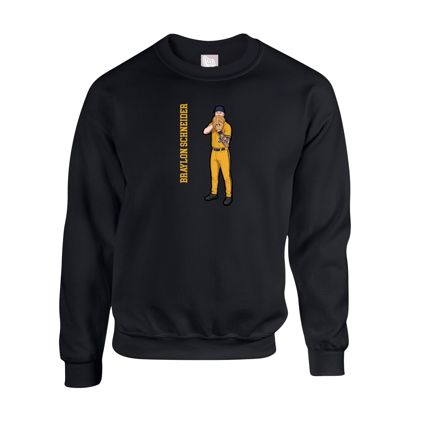 Fleece Crew — Name Vertical in Black