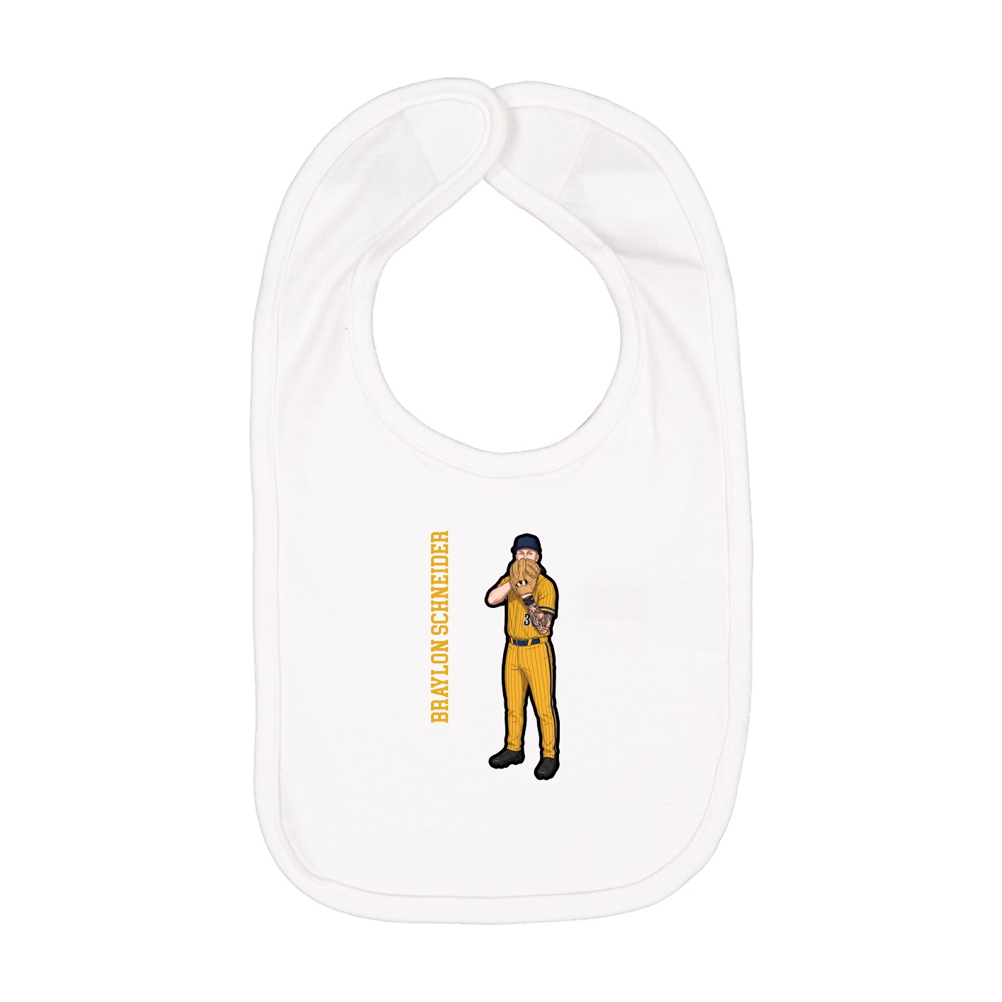 Infant Bib — Name Vertical in White