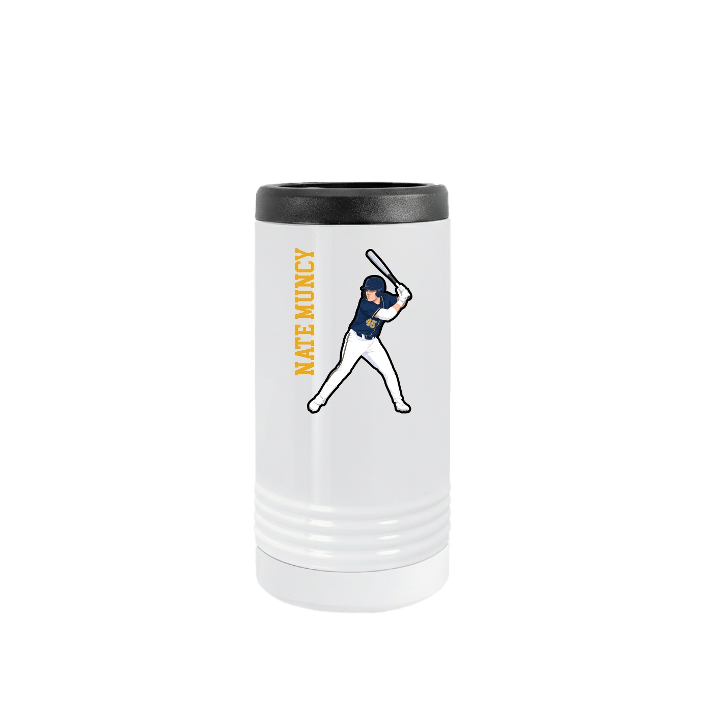 Slim Beverage Holder — Name Vertical in White