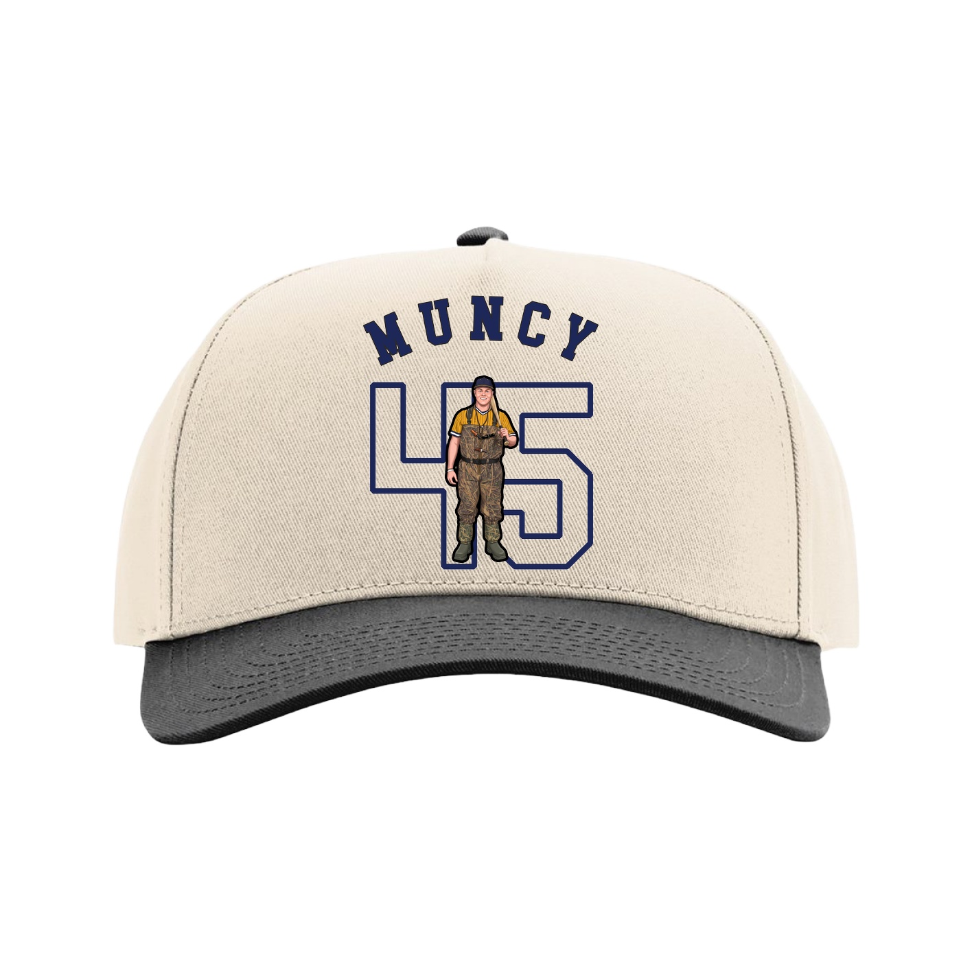 Full Fabric Five-Panel Champ Cap — Shirsey Arch in Cream/Black