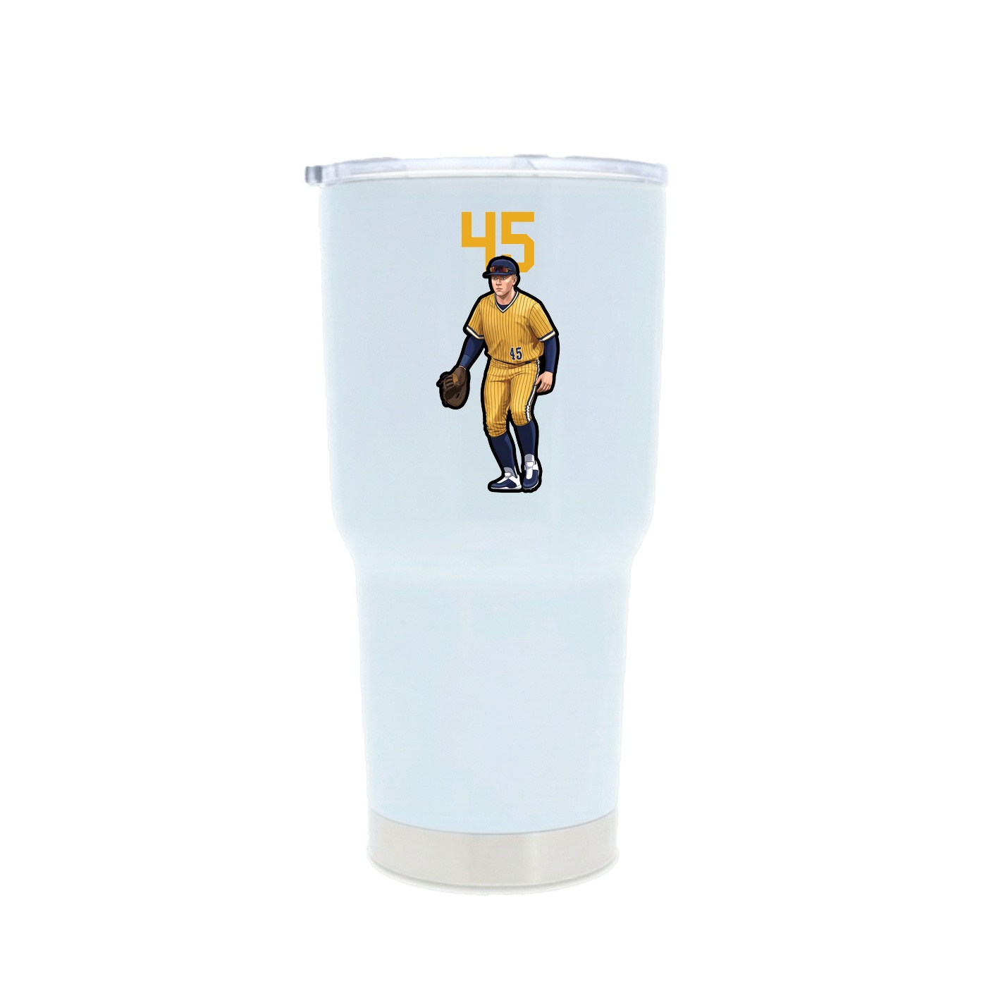 30oz Stainless Steel Tumbler — Number Top in White