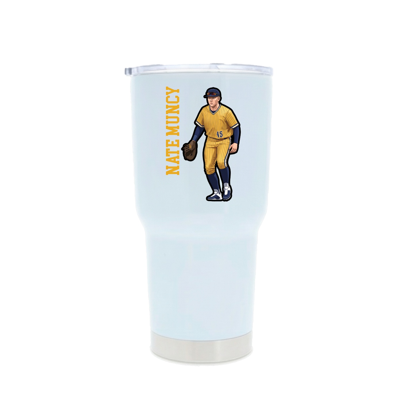 30oz Stainless Steel Tumbler — Name Vertical in White