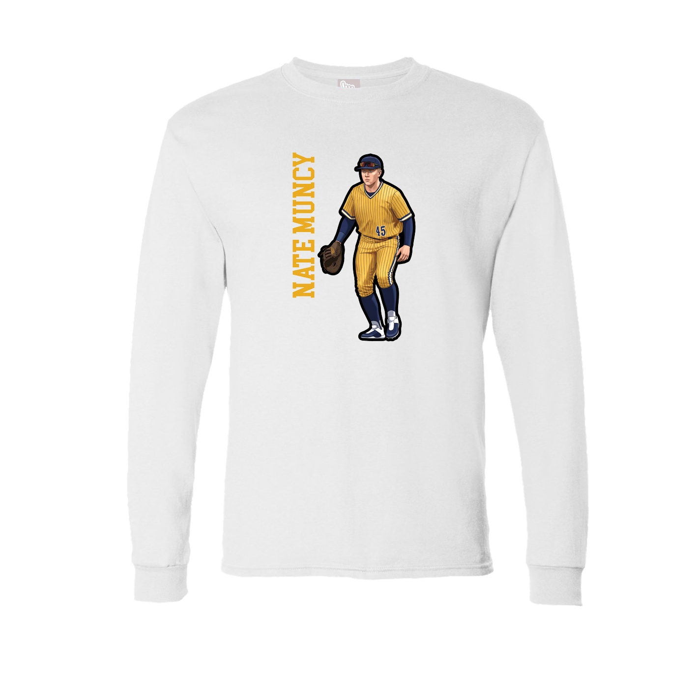 Long Sleeve Tee — Name Vertical in White