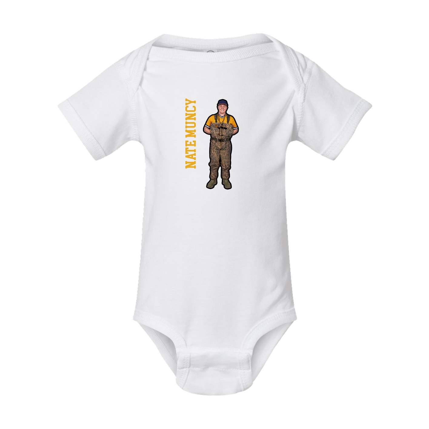 Baby Onesie — Name Vertical in White