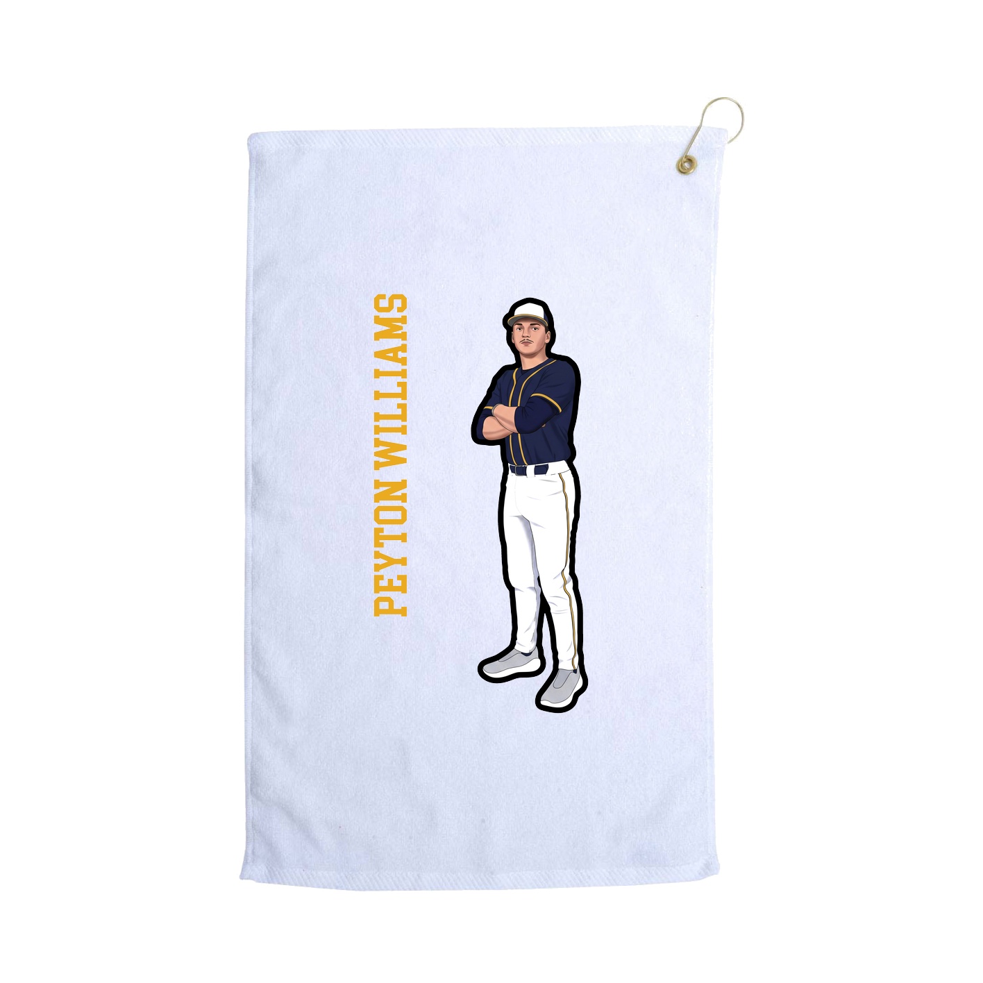 Golf Towel — Name Vertical in White