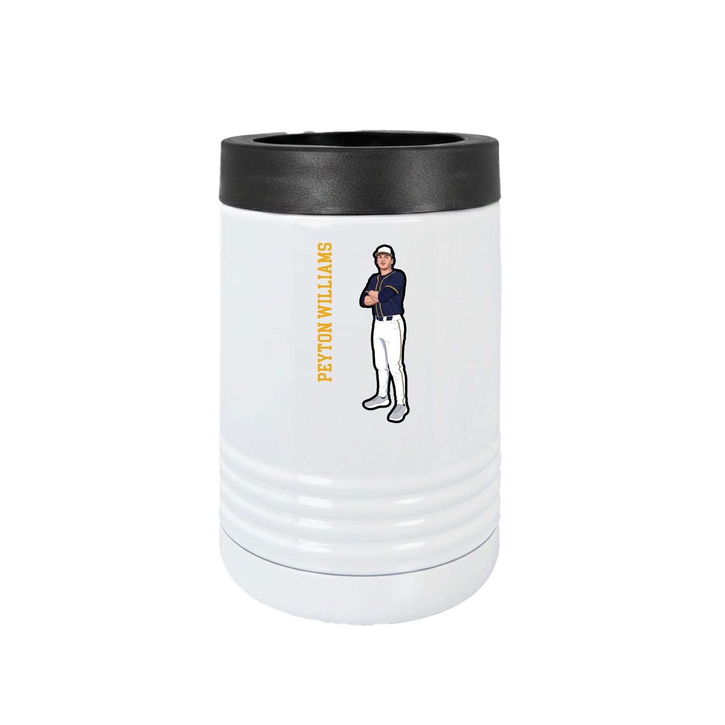 Beverage Holder — Name Vertical in White