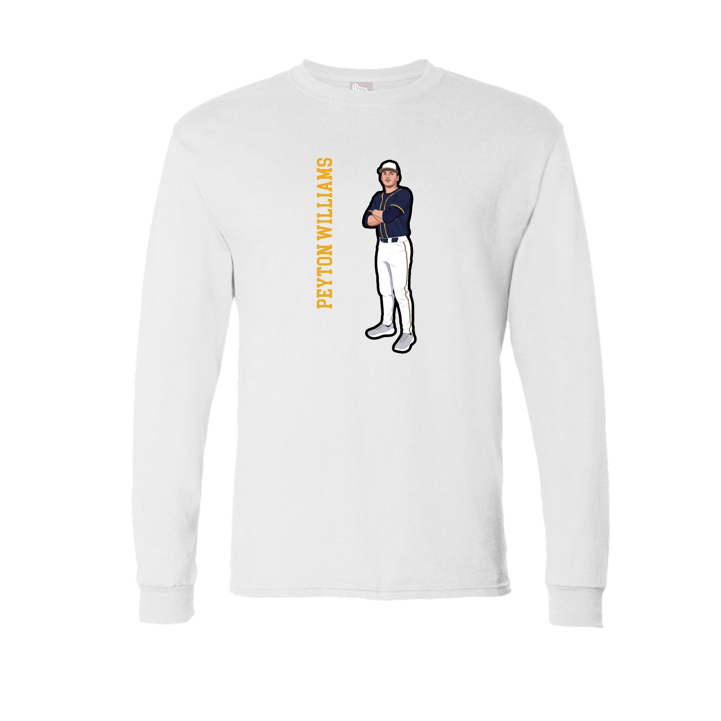 Long Sleeve Tee — Name Vertical in White
