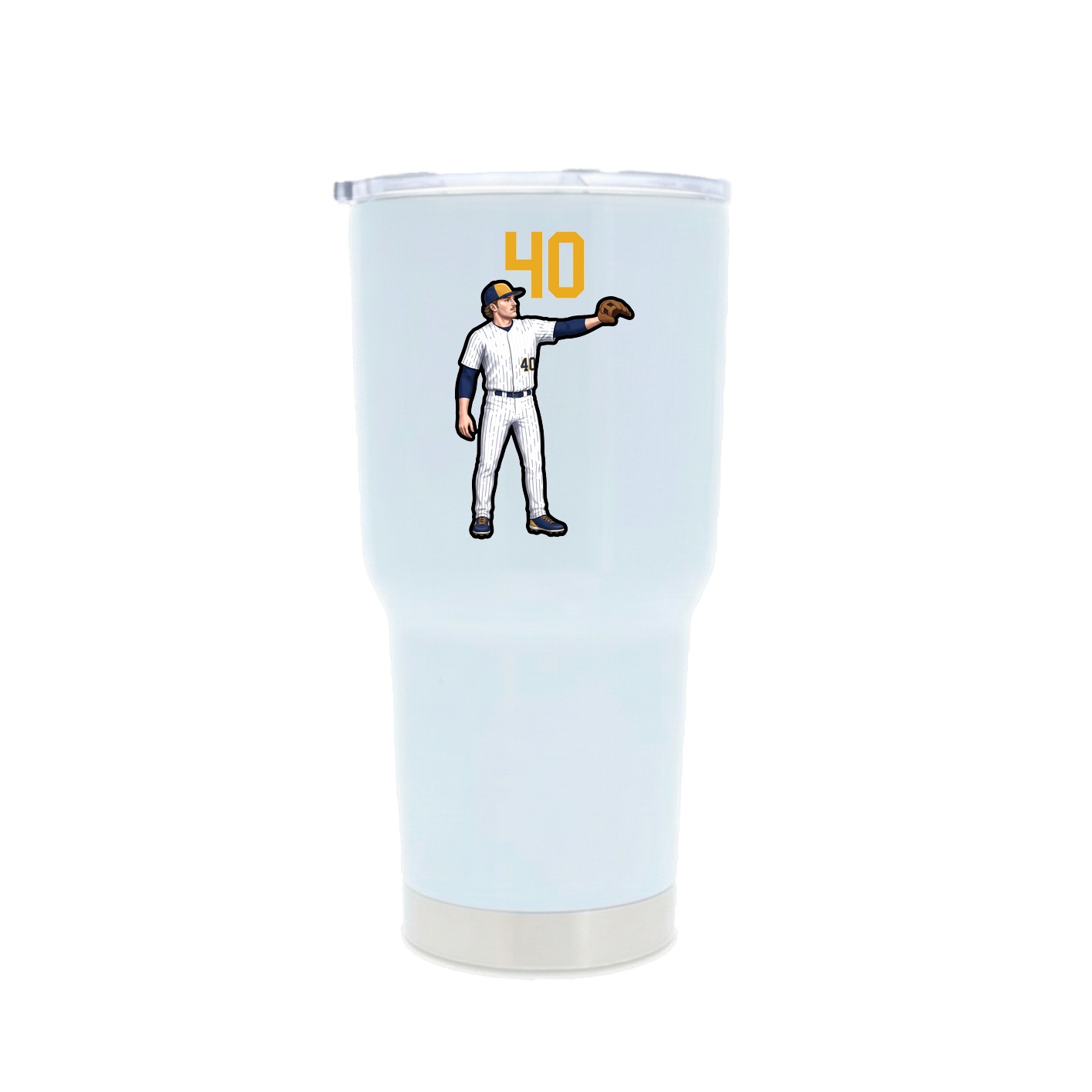 30oz Stainless Steel Tumbler — Number Top in White