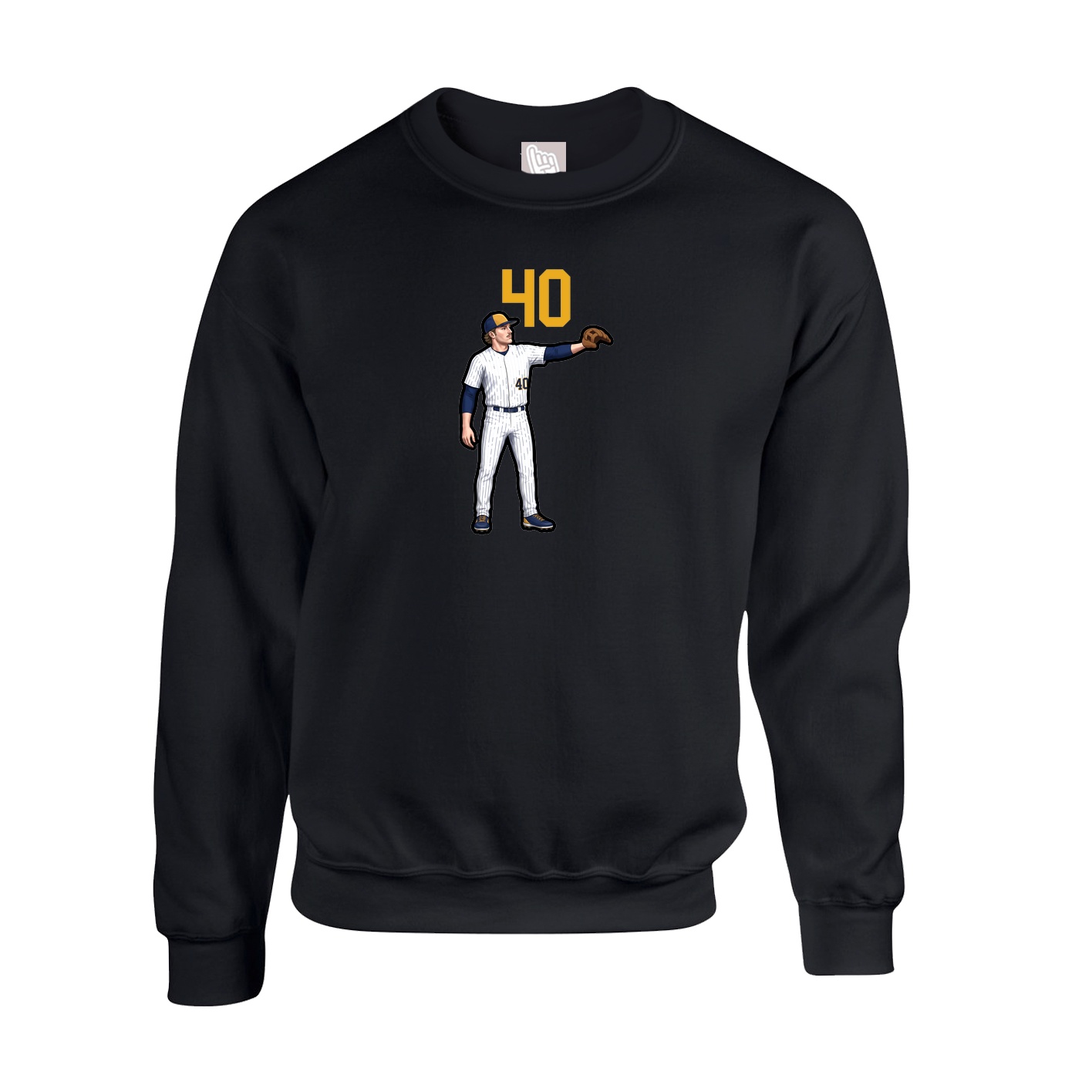 Fleece Crew — Number Top in Black