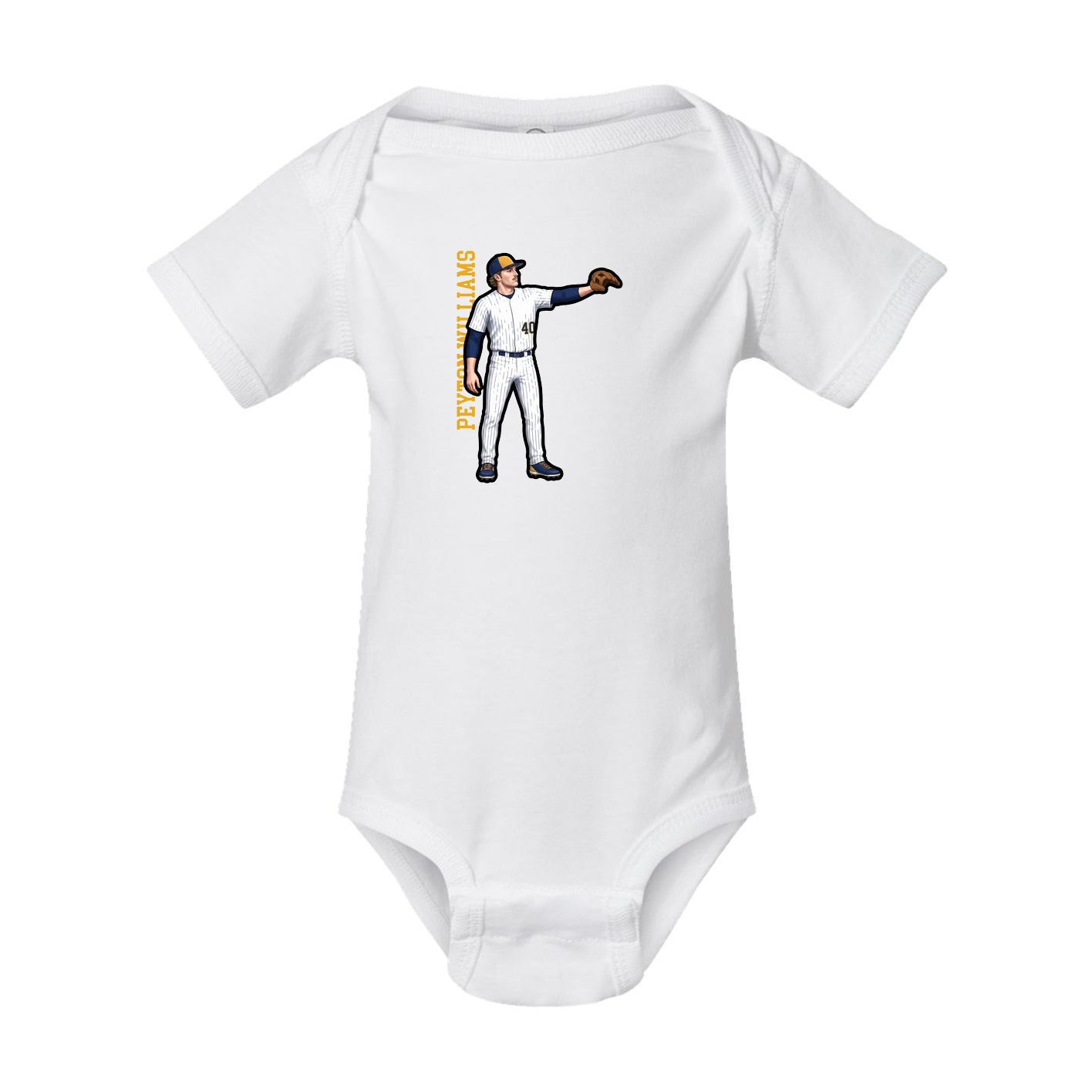 Baby Onesie — Name Vertical in White