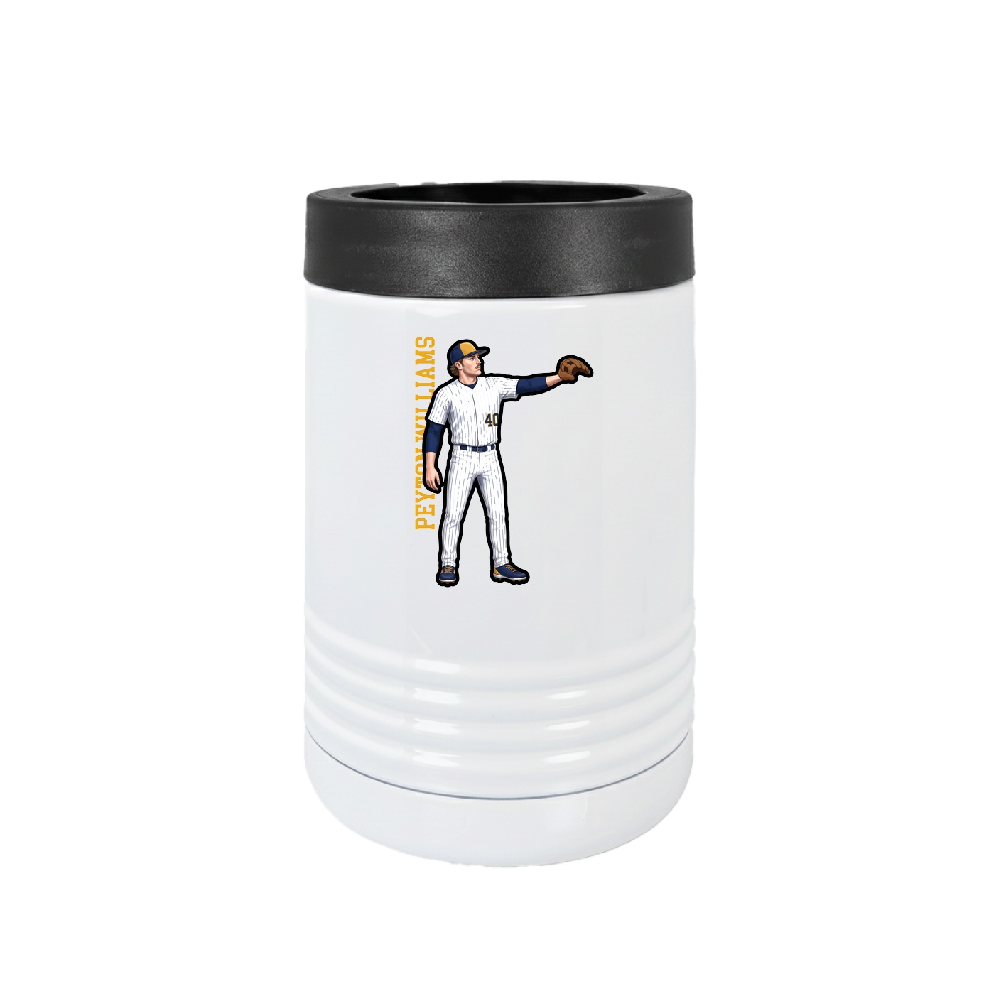 Beverage Holder — Name Vertical in White