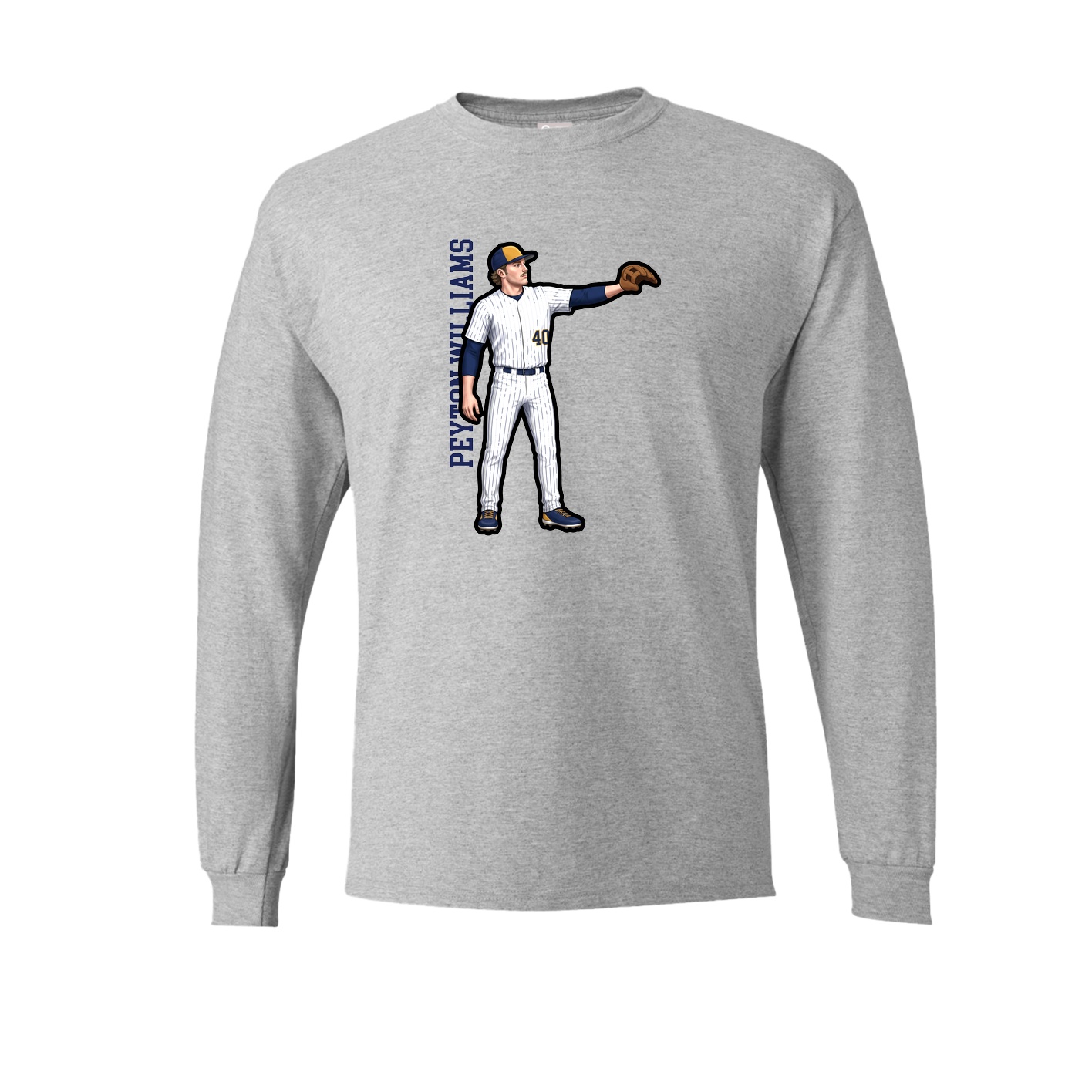 Long Sleeve Tee — Name Vertical in Grey