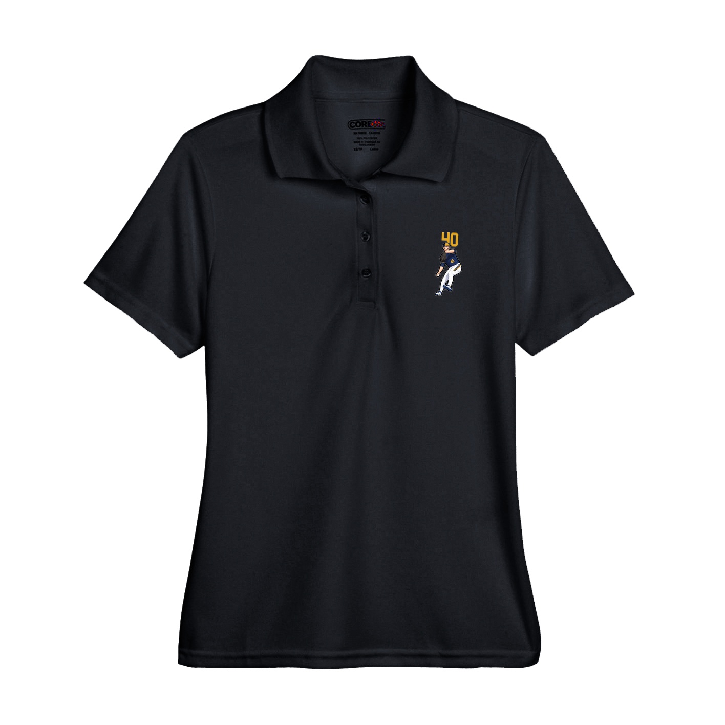 Womens Performance Polo — Number Top in Black