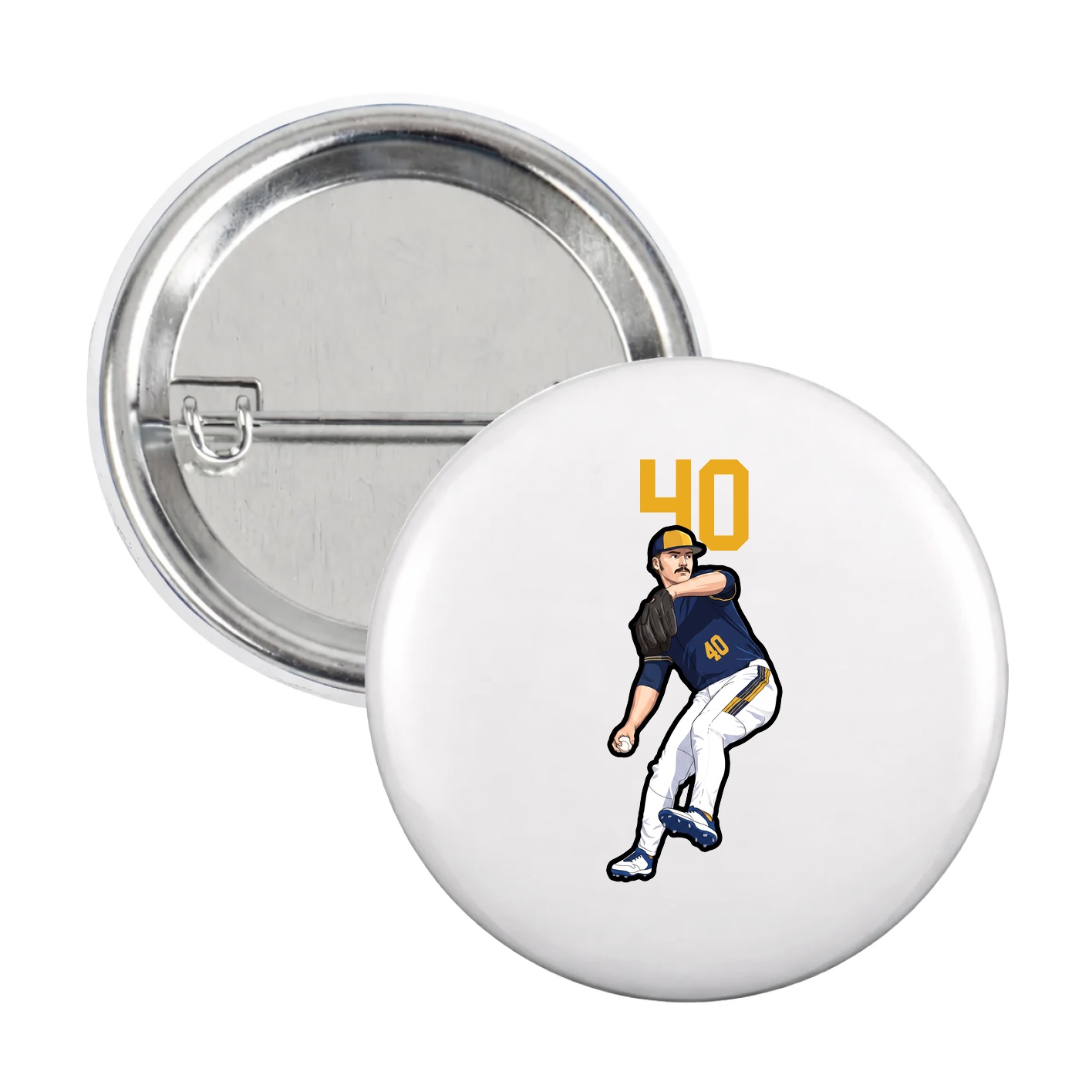 Game Day Button — Number Top in White