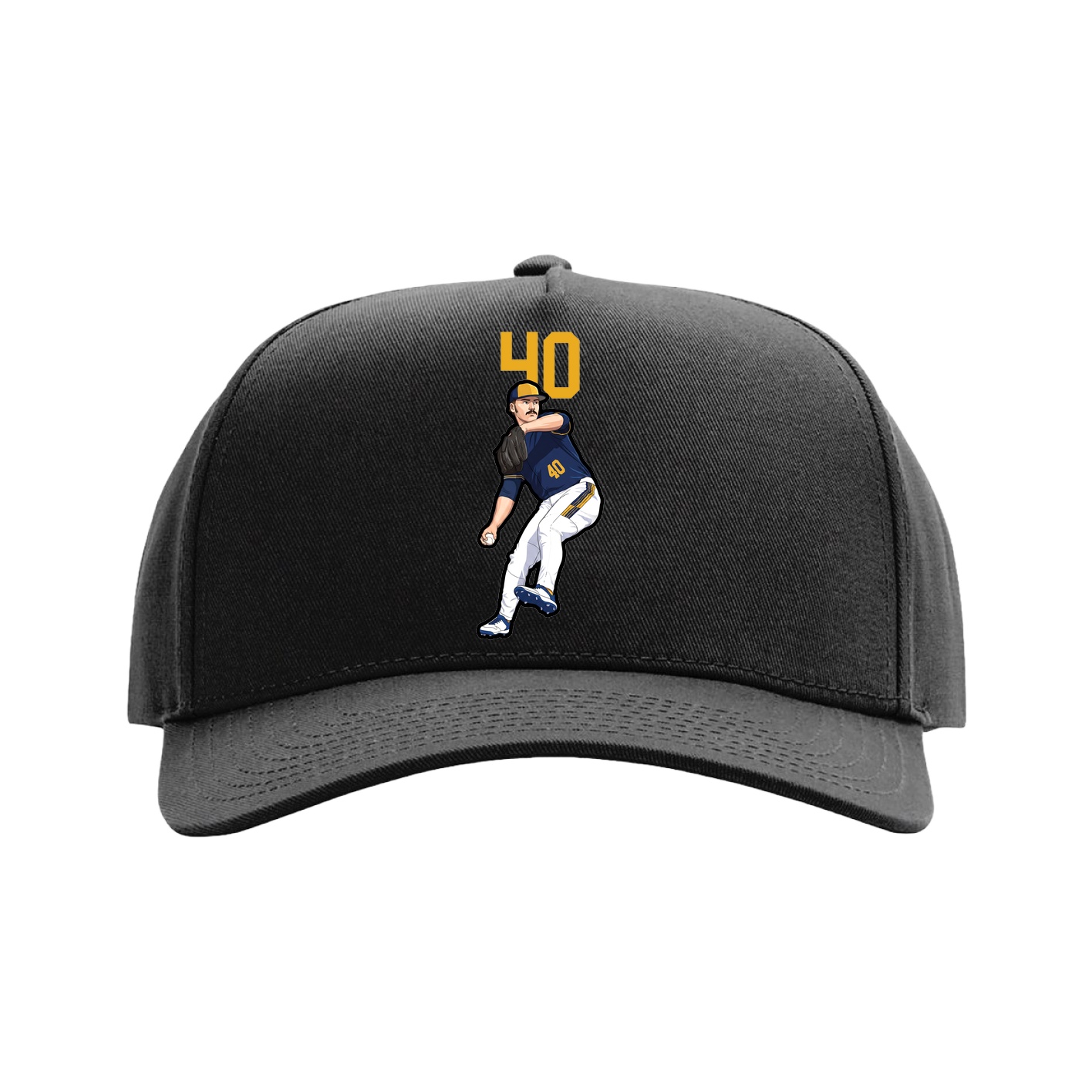 Full Fabric Five-Panel Champ Cap — Number Top in Black