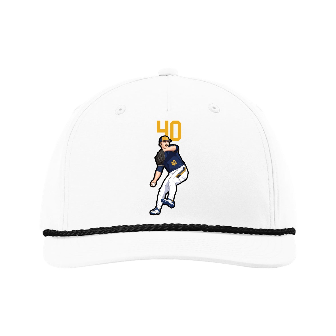 Five-Panel Classic Rope Cap — Number Top in White