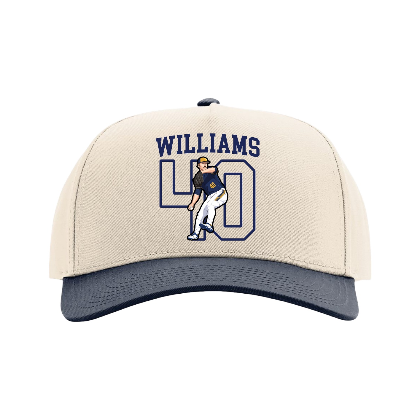 Full Fabric Five-Panel Champ Cap — Shirsey in Cream/Navy