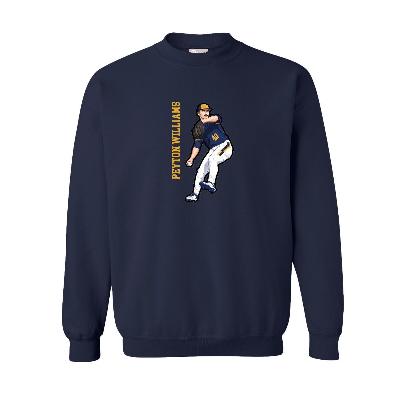 Fleece Crew — Name Vertical in Navy