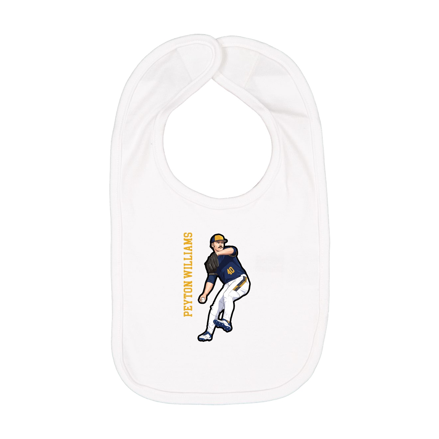 Infant Bib — Name Vertical in White