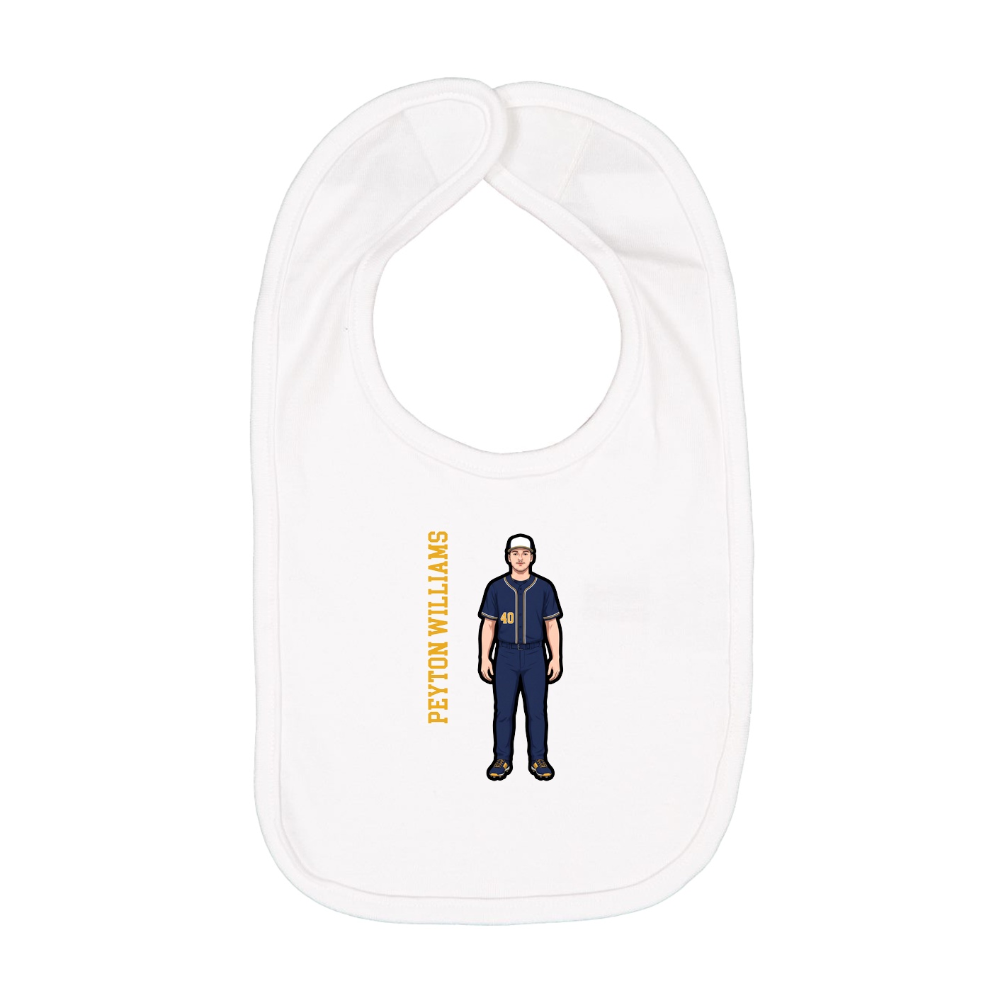 Infant Bib — Name Vertical in White