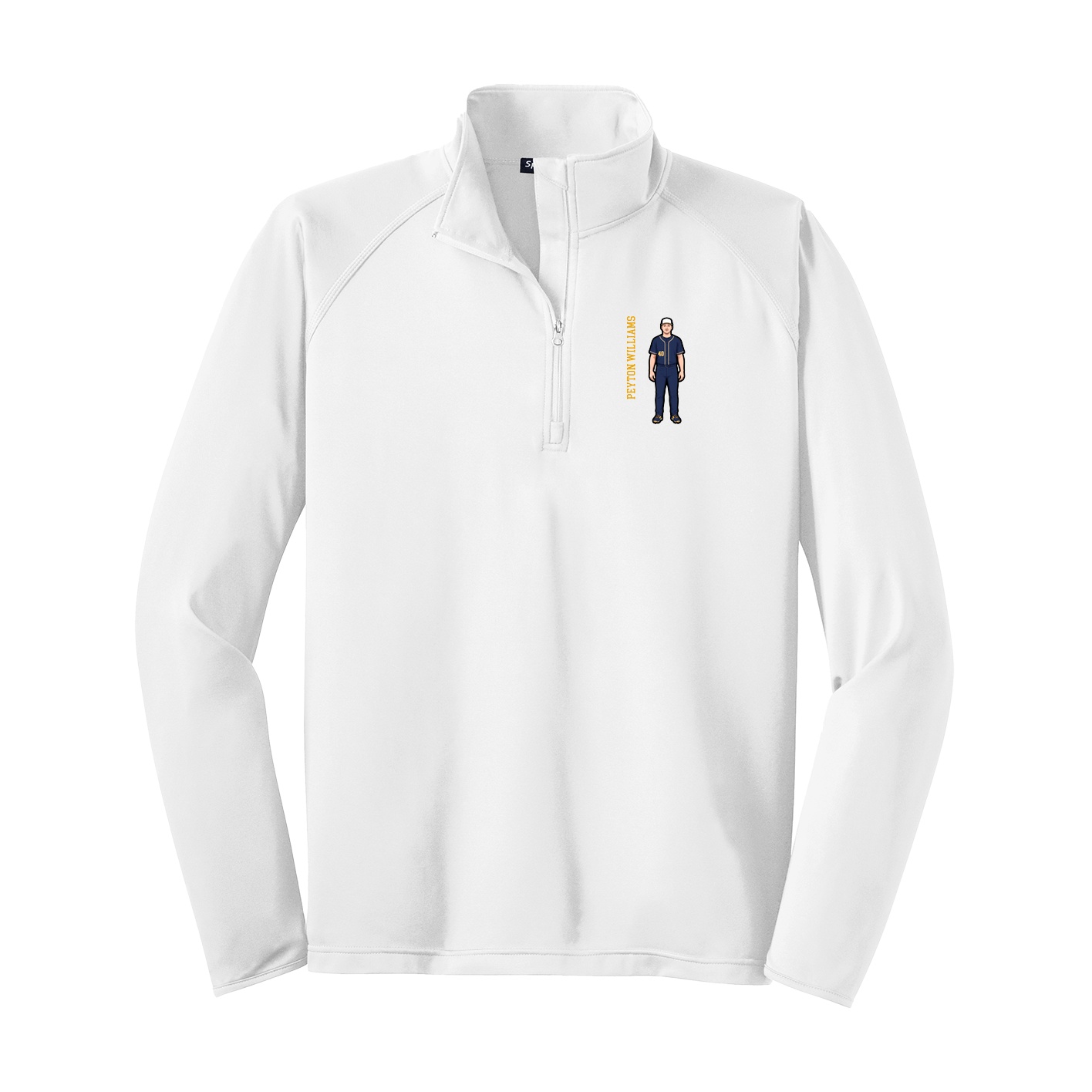 Q-Zip Pullover — Name Vertical in White