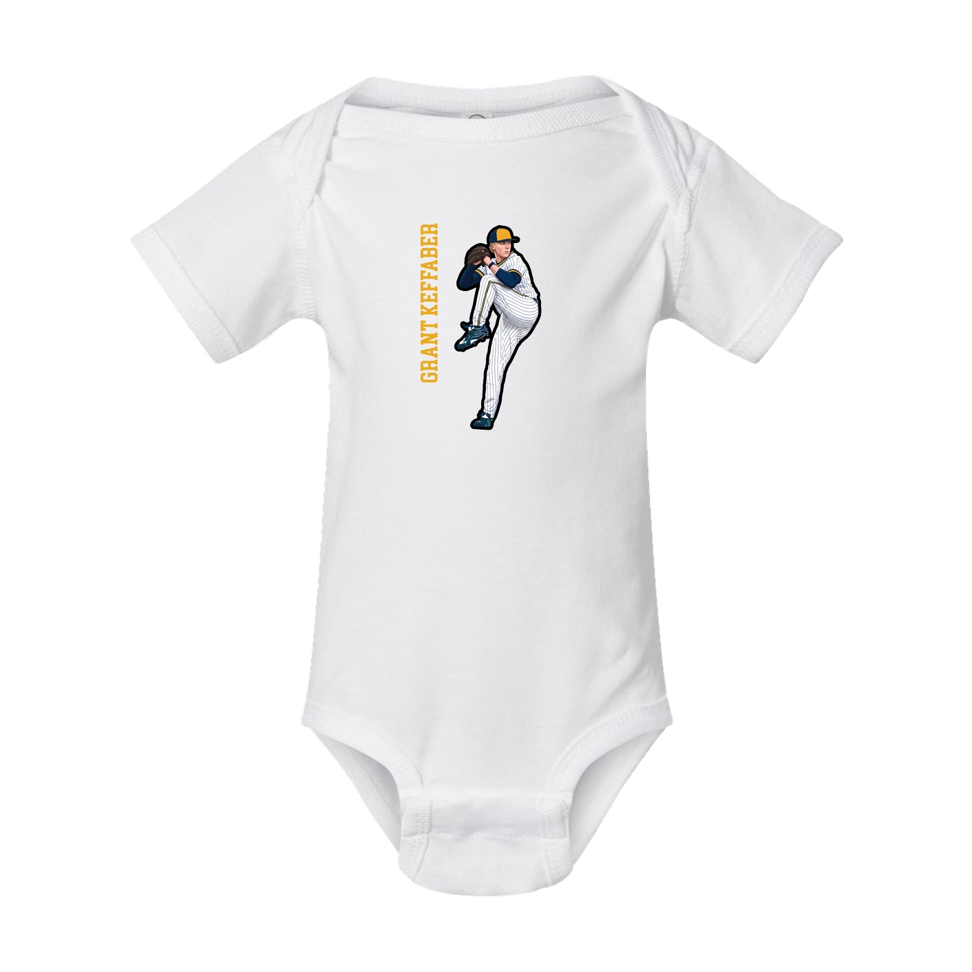 Baby Onesie — Name Vertical in White