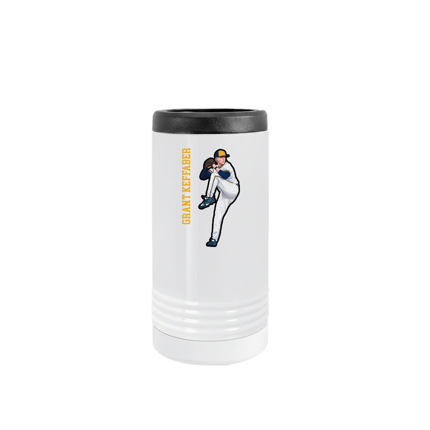 Slim Beverage Holder — Name Vertical in White