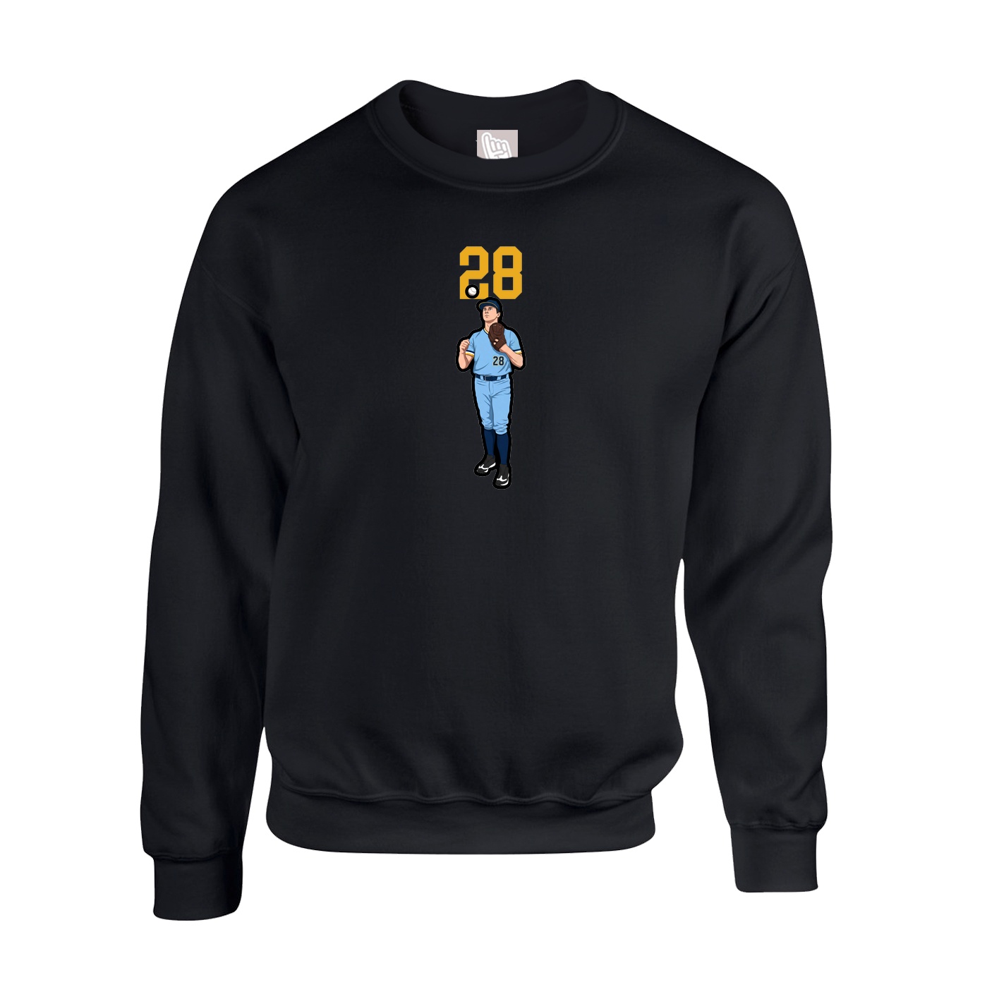 Fleece Crew — Number Top in Black