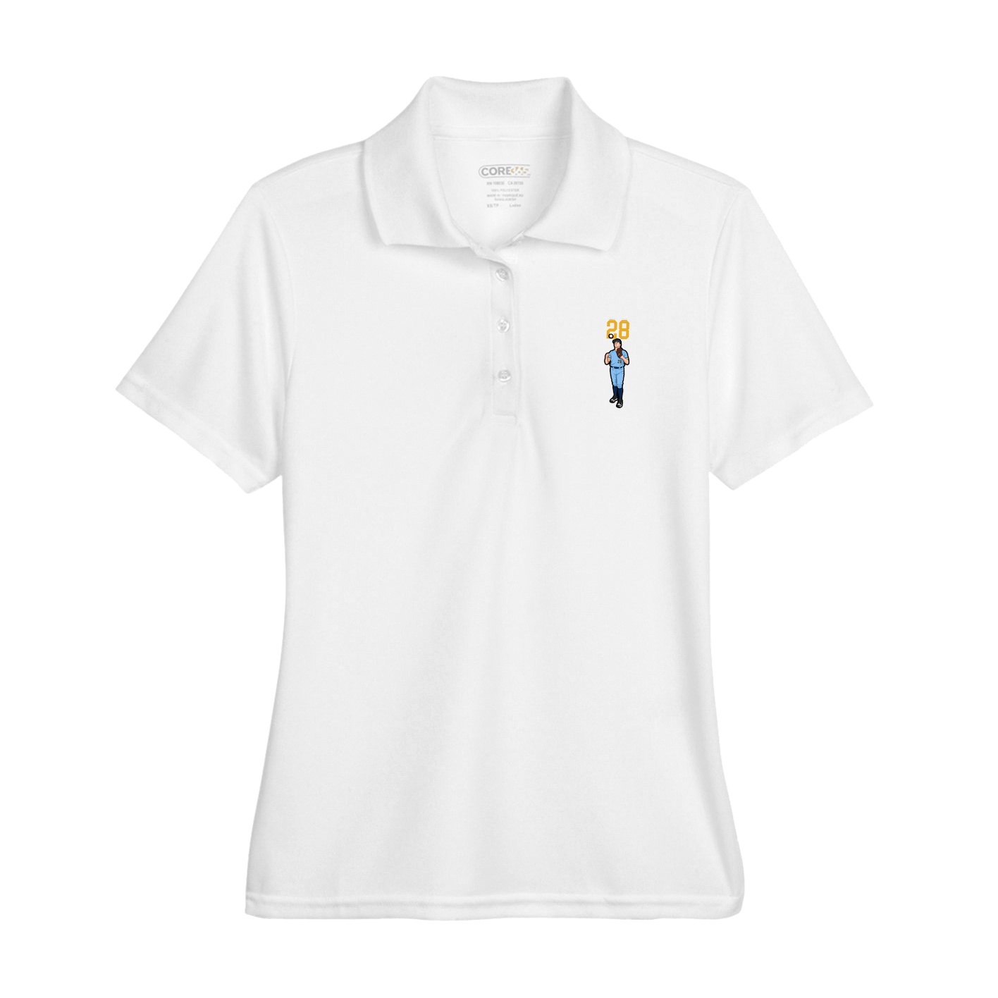 Womens Performance Polo — Number Top in White
