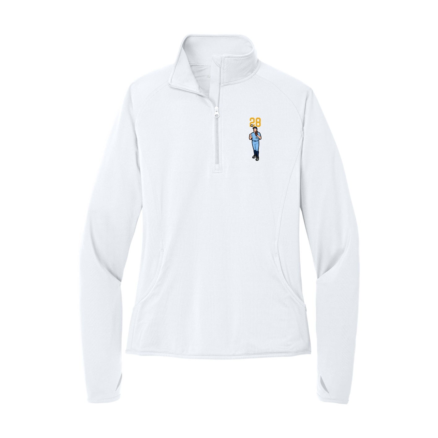 Women's Q-Zip Pullover — Number Top in White