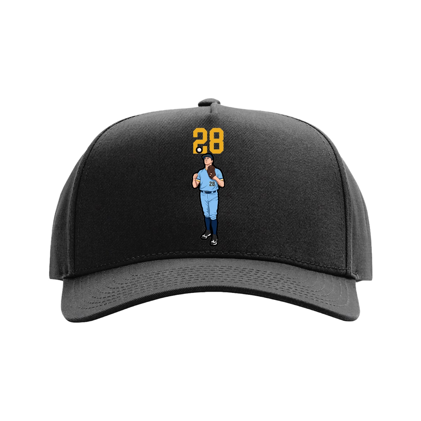 Full Fabric Five-Panel Champ Cap — Number Top in Black