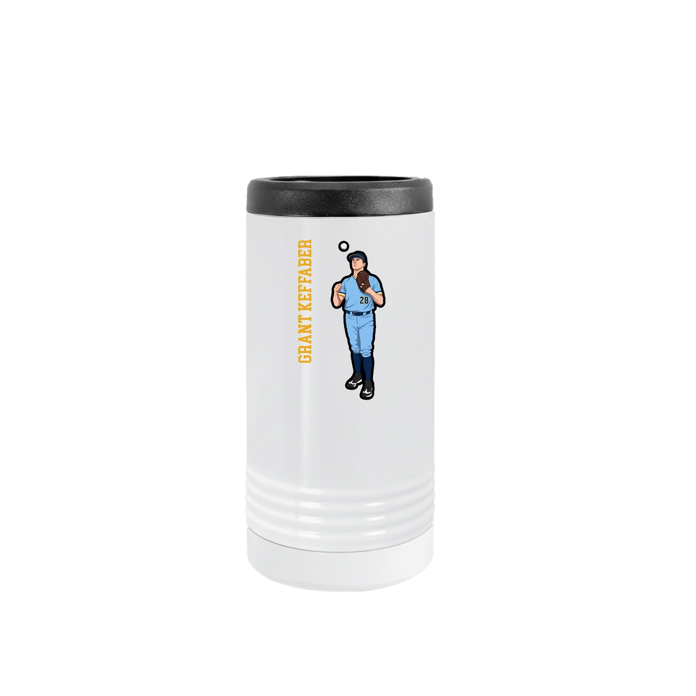 Slim Beverage Holder — Name Vertical in White