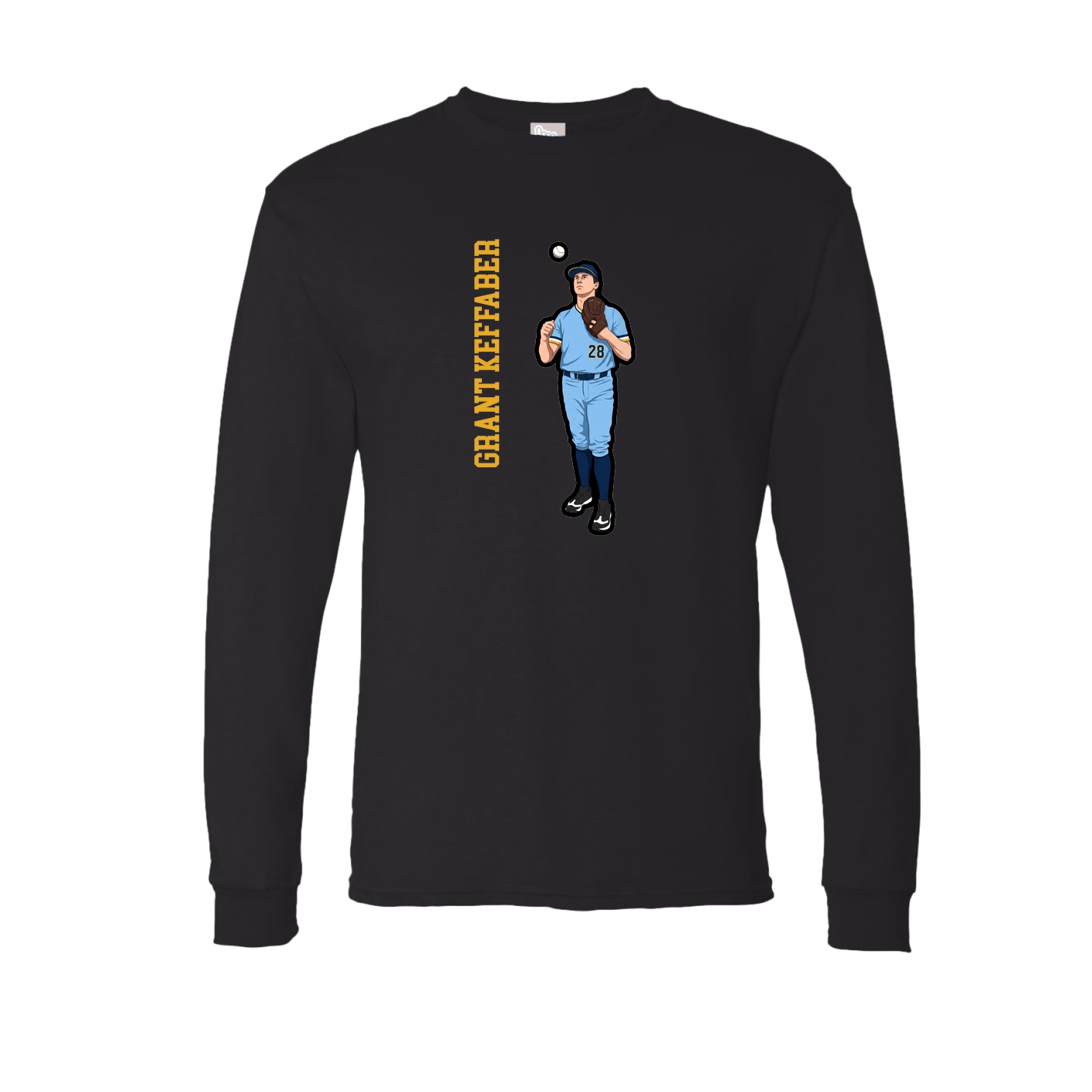 Long Sleeve Tee — Name Vertical in Black