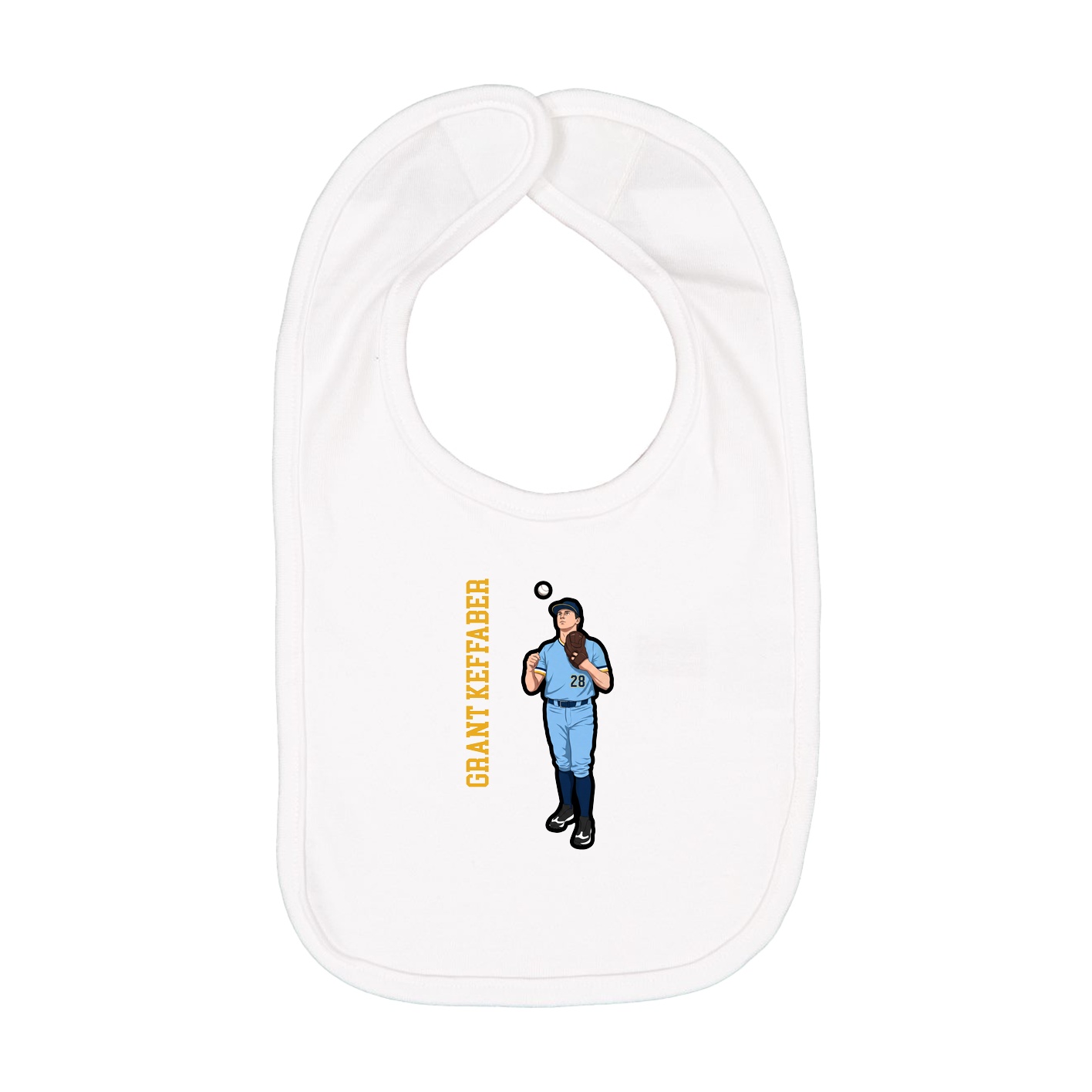 Infant Bib — Name Vertical in White